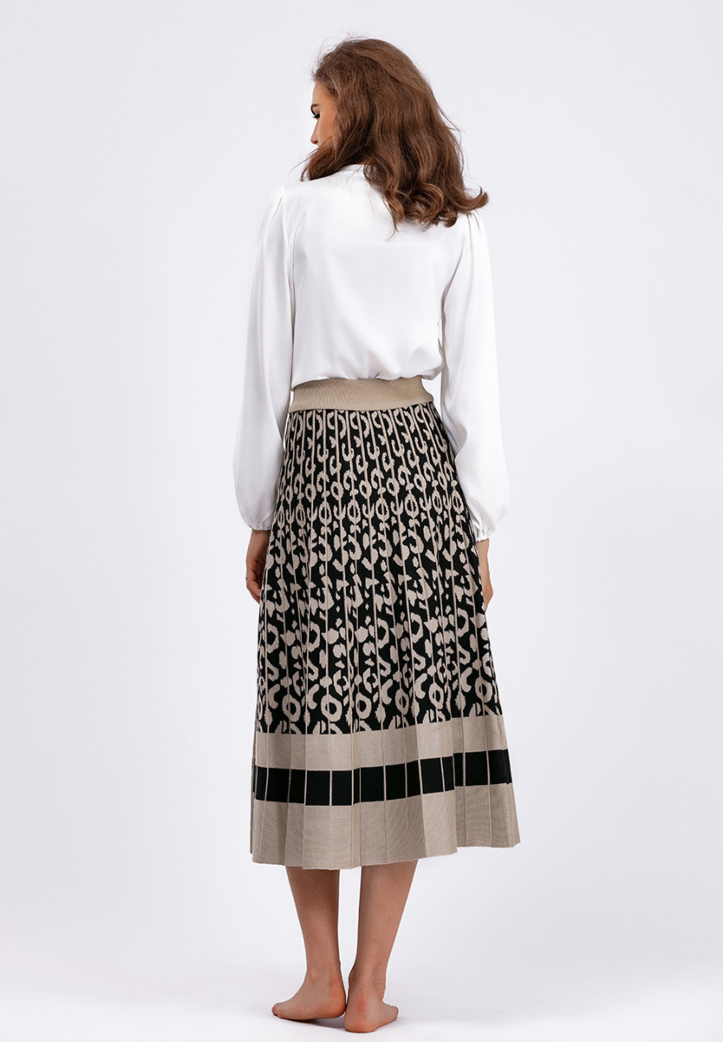 Jupe plissée en maille pour femme, coupe trapèze