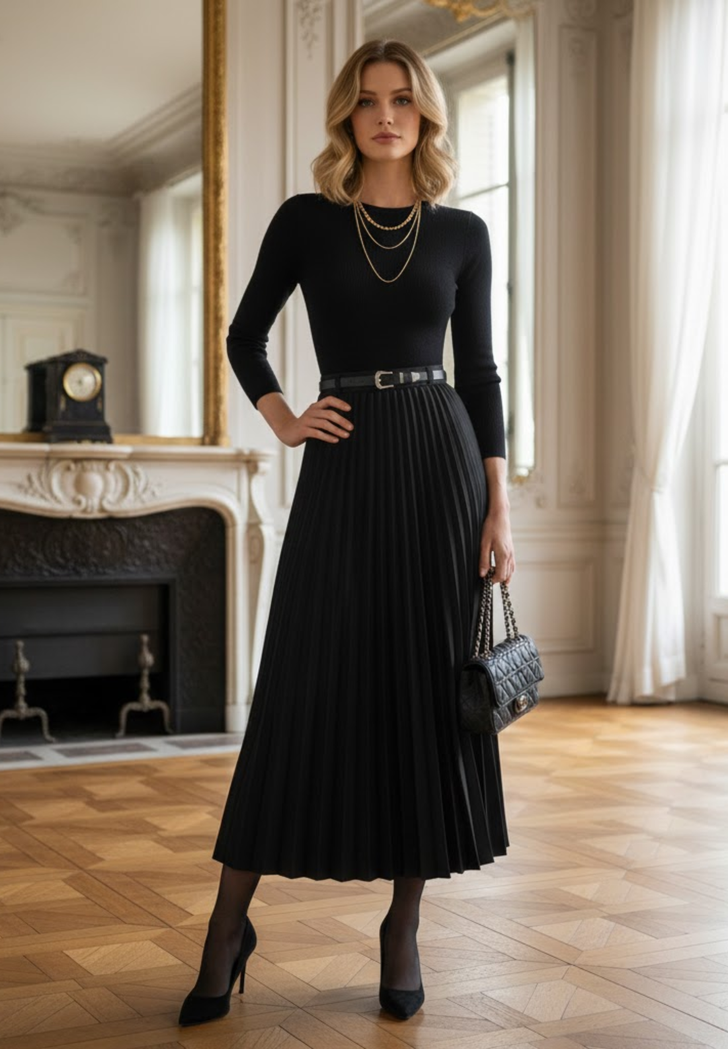 Jupe plissée noire