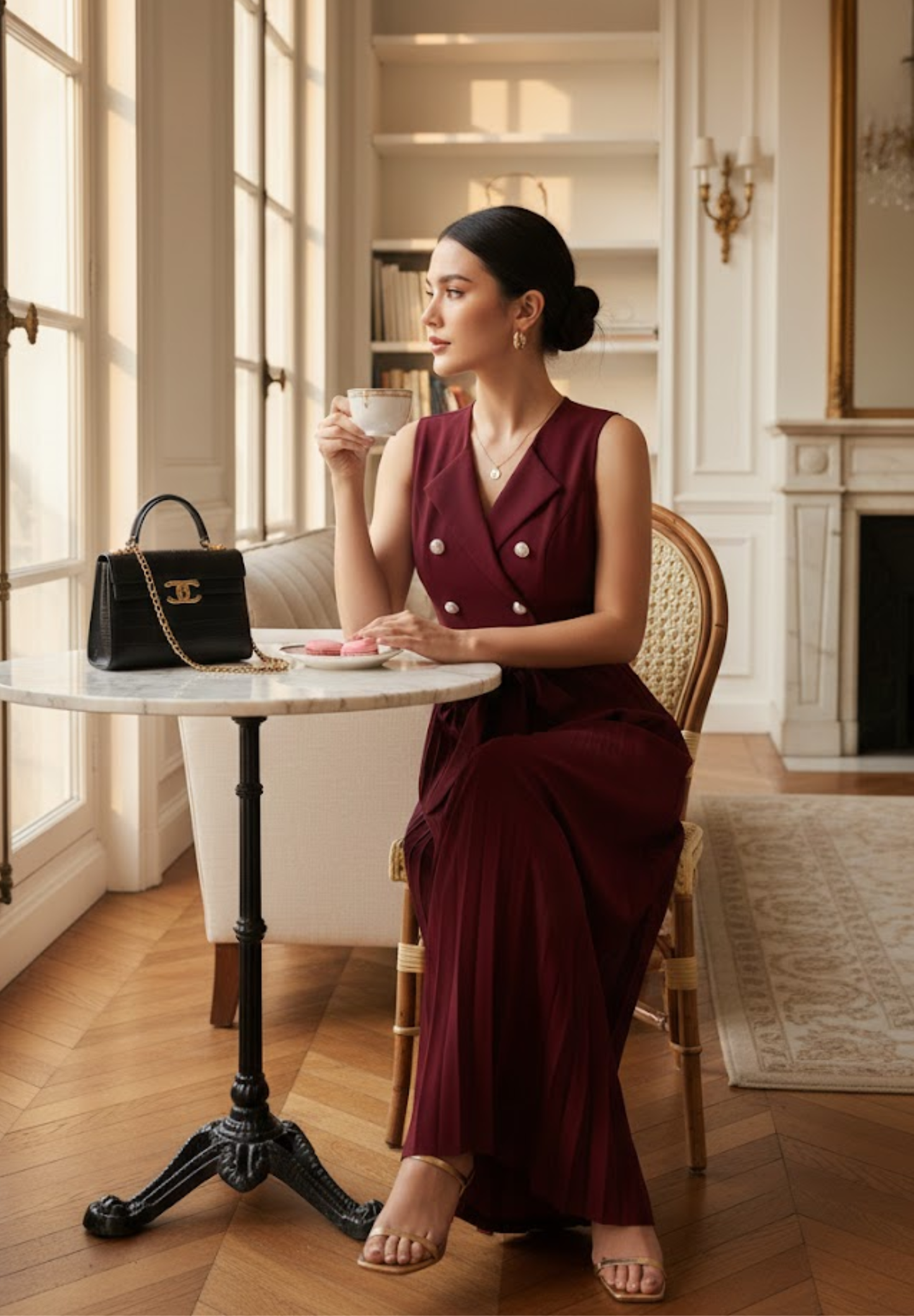 Combinaison plissée femme col en V