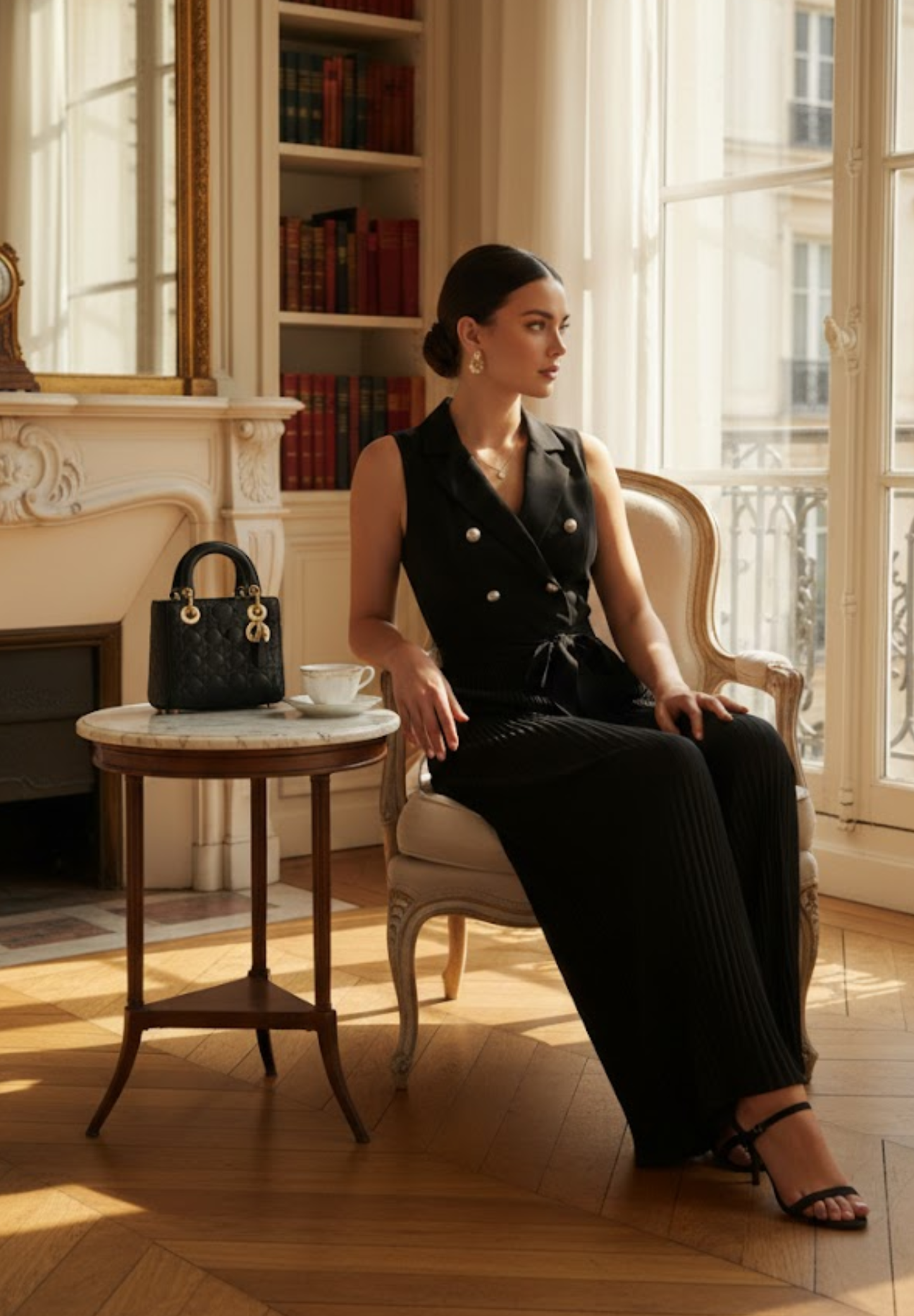 Combinaison plissée femme col en V