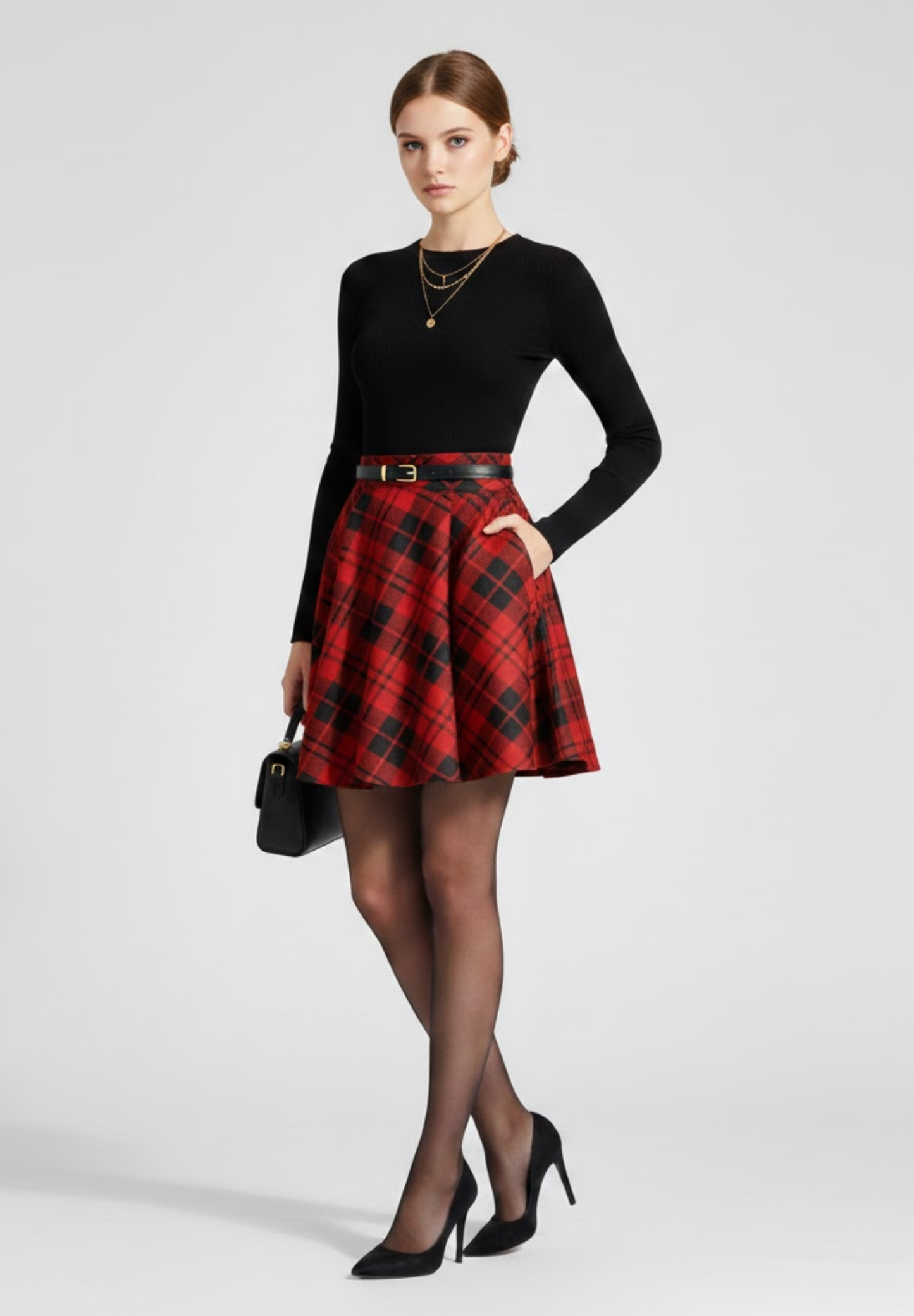 Jupe courte plissé à carreaux