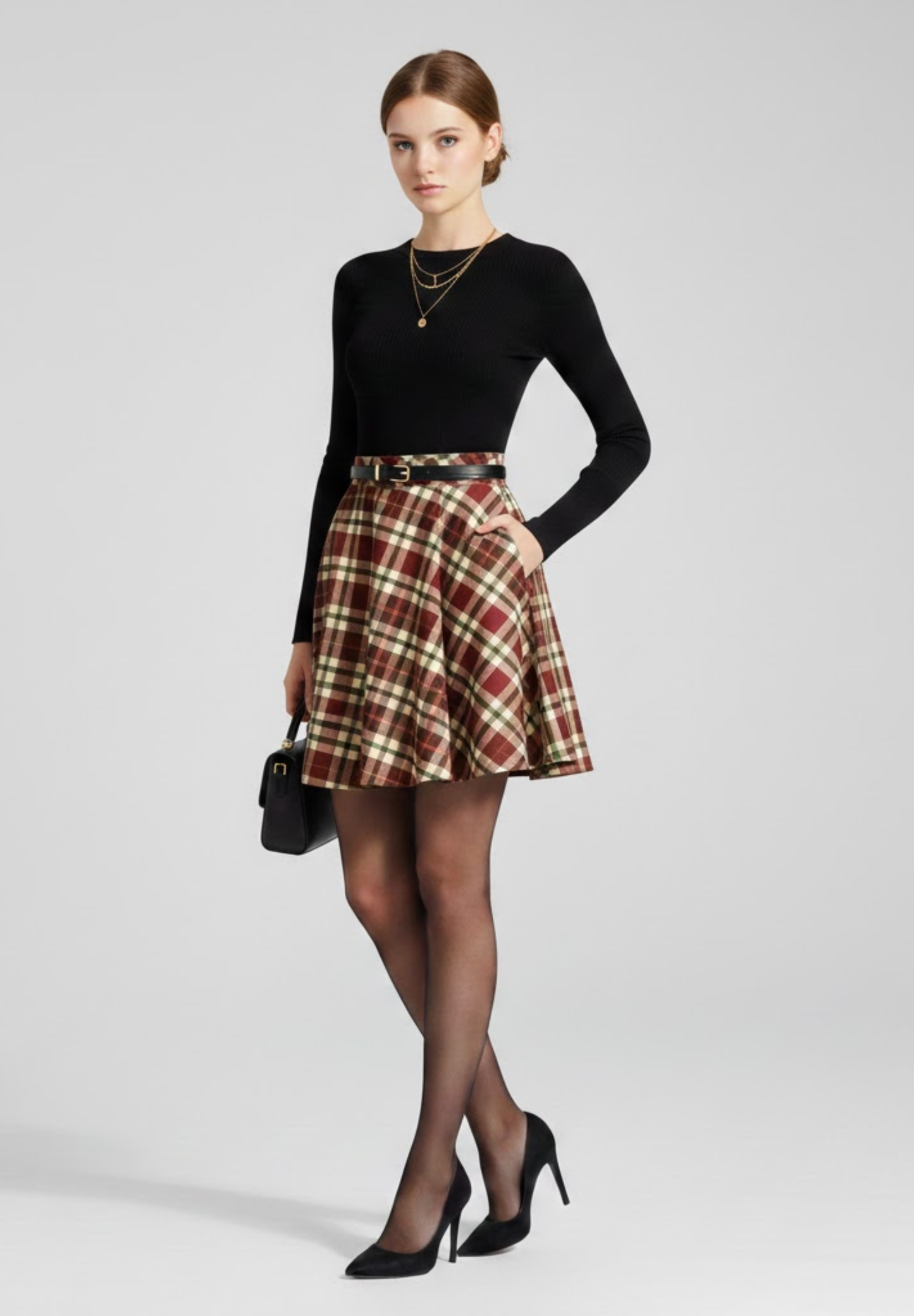 Jupe courte plissé à carreaux