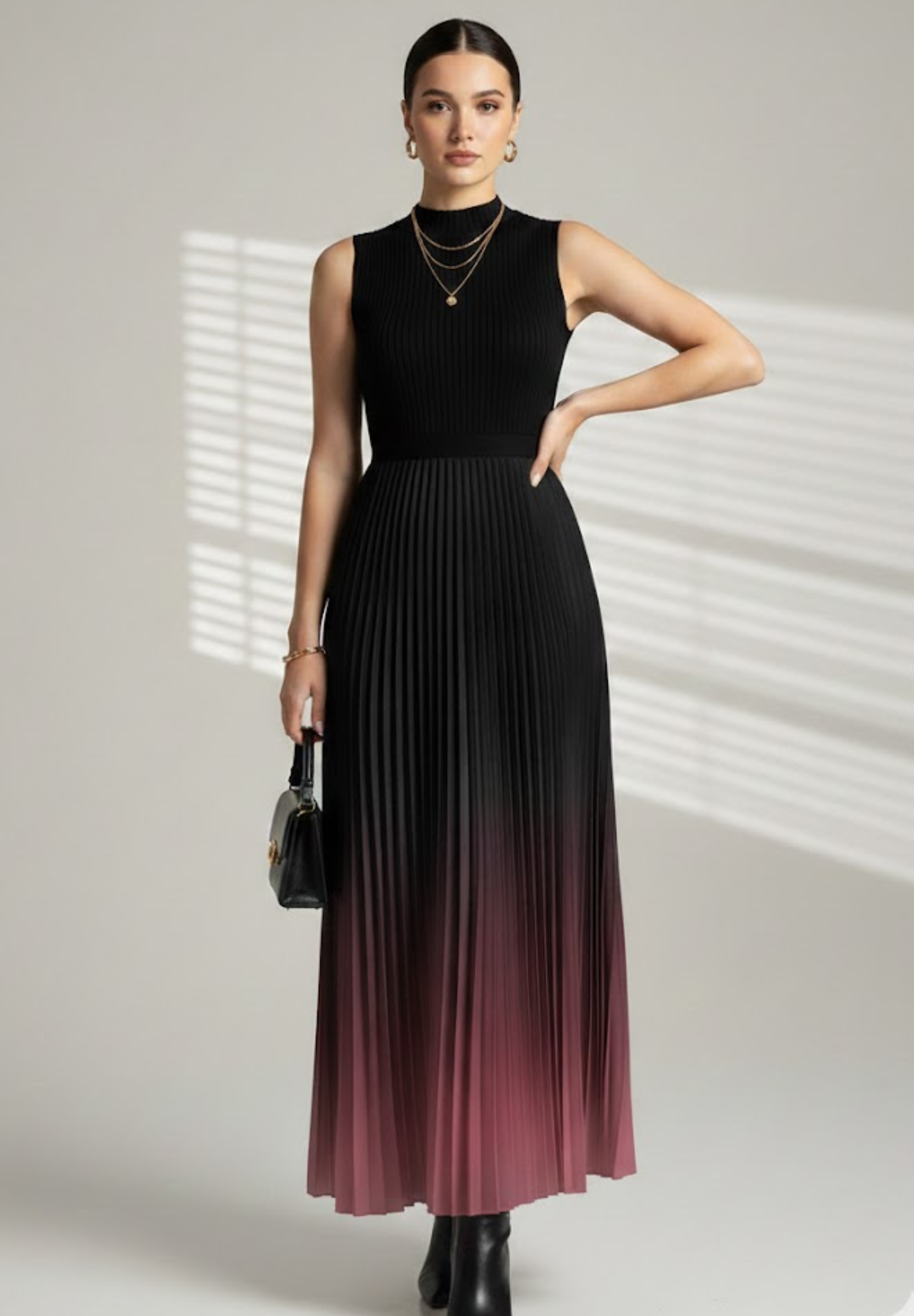 Jupe longue plissée dégradée