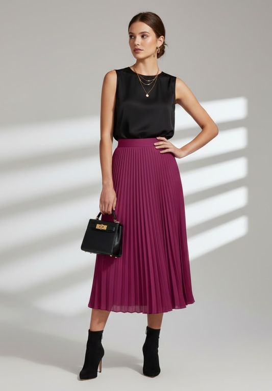 Jupe longue trapèze plissée