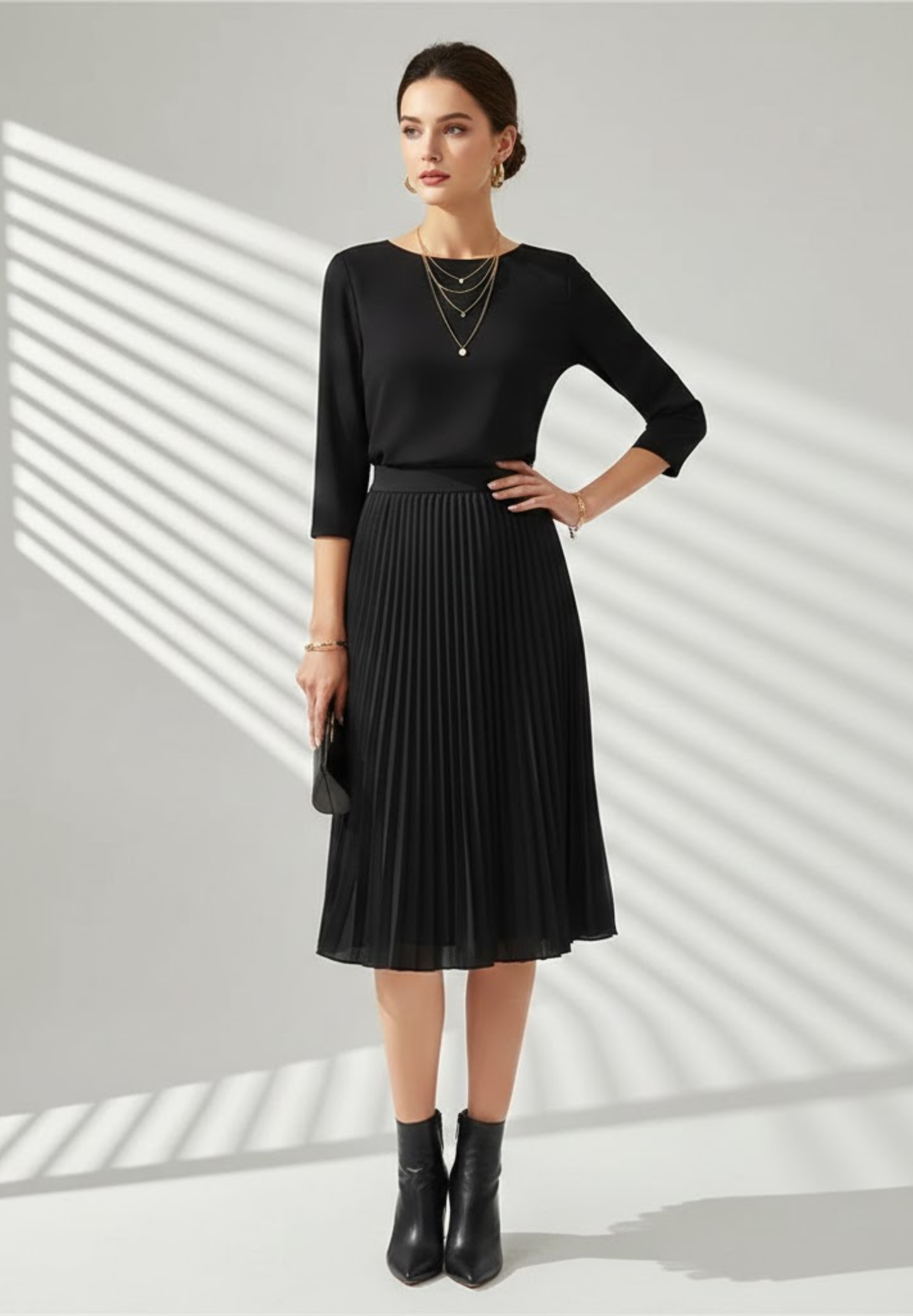 Jupe longue trapèze plissée