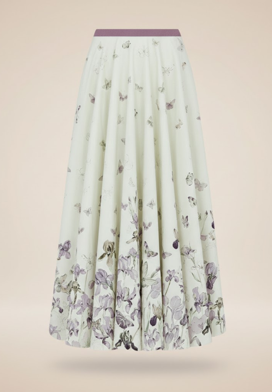 Jupe mi-longue évasée coton pur | PLISSEA