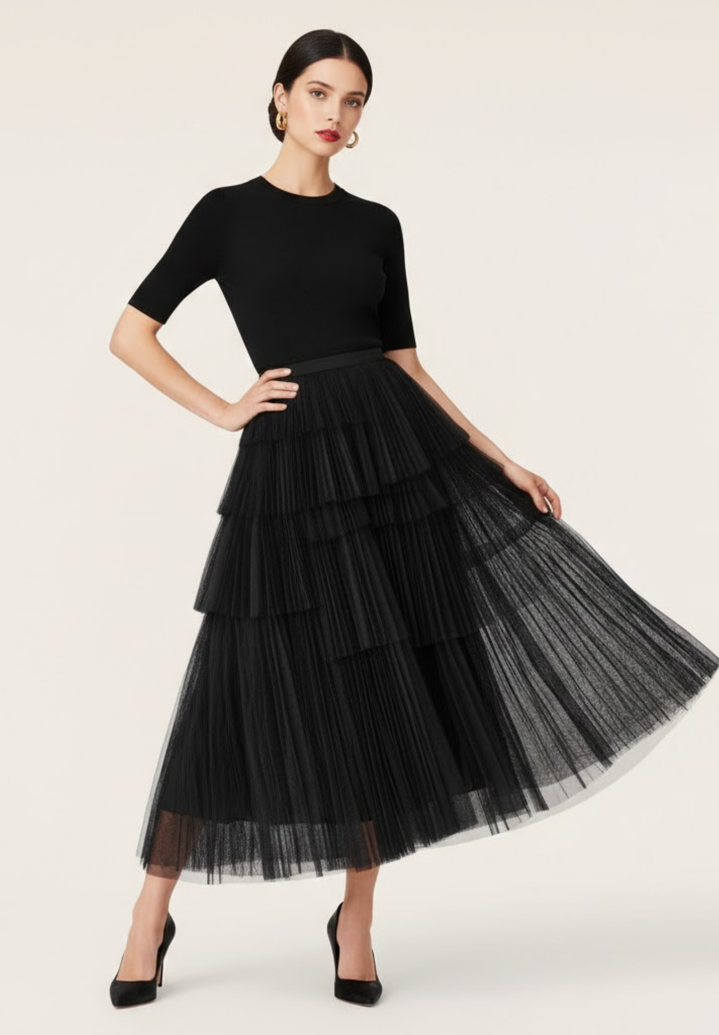 Robe mi-longue  jupe plissée