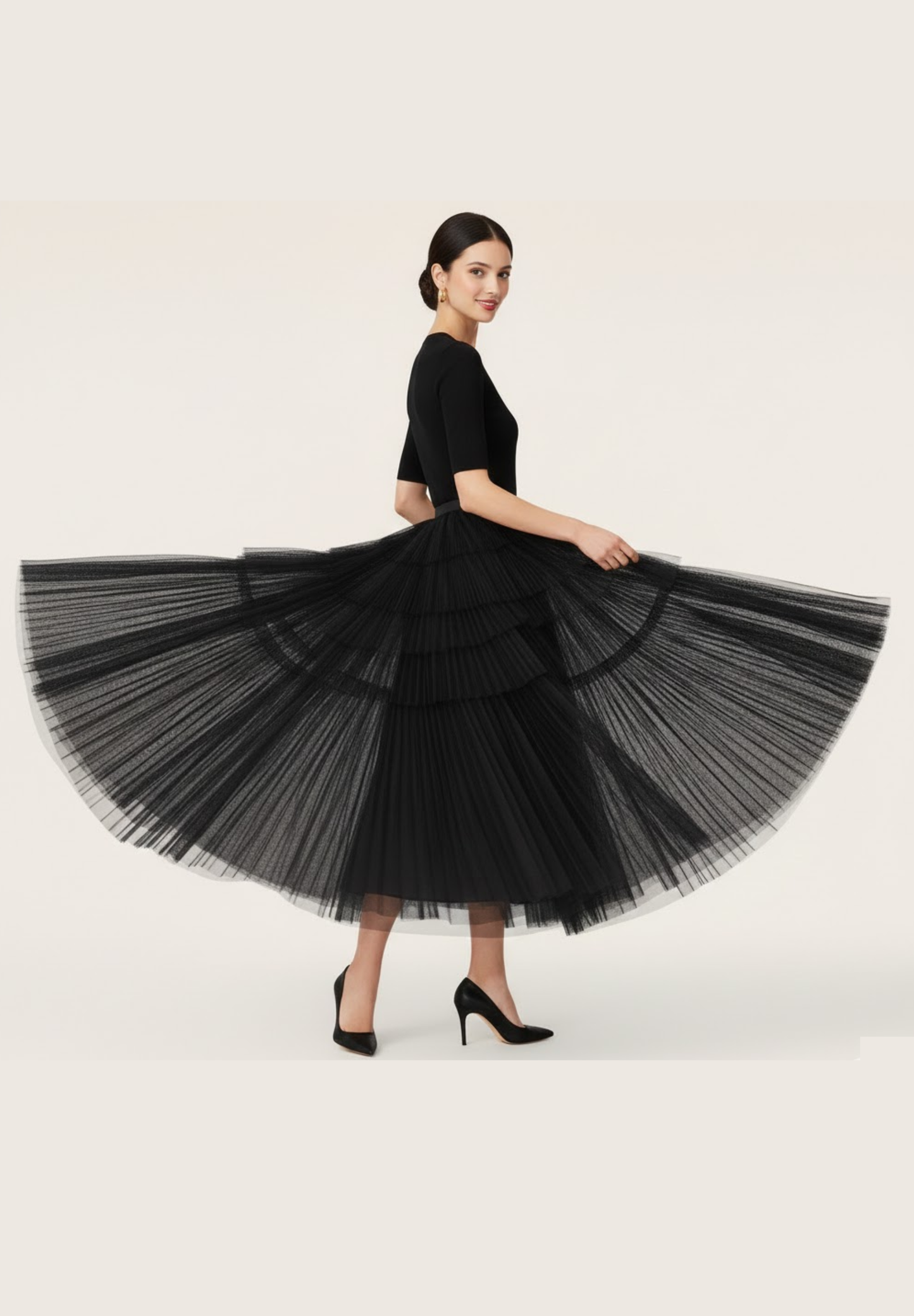 Robe mi-longue  jupe plissée