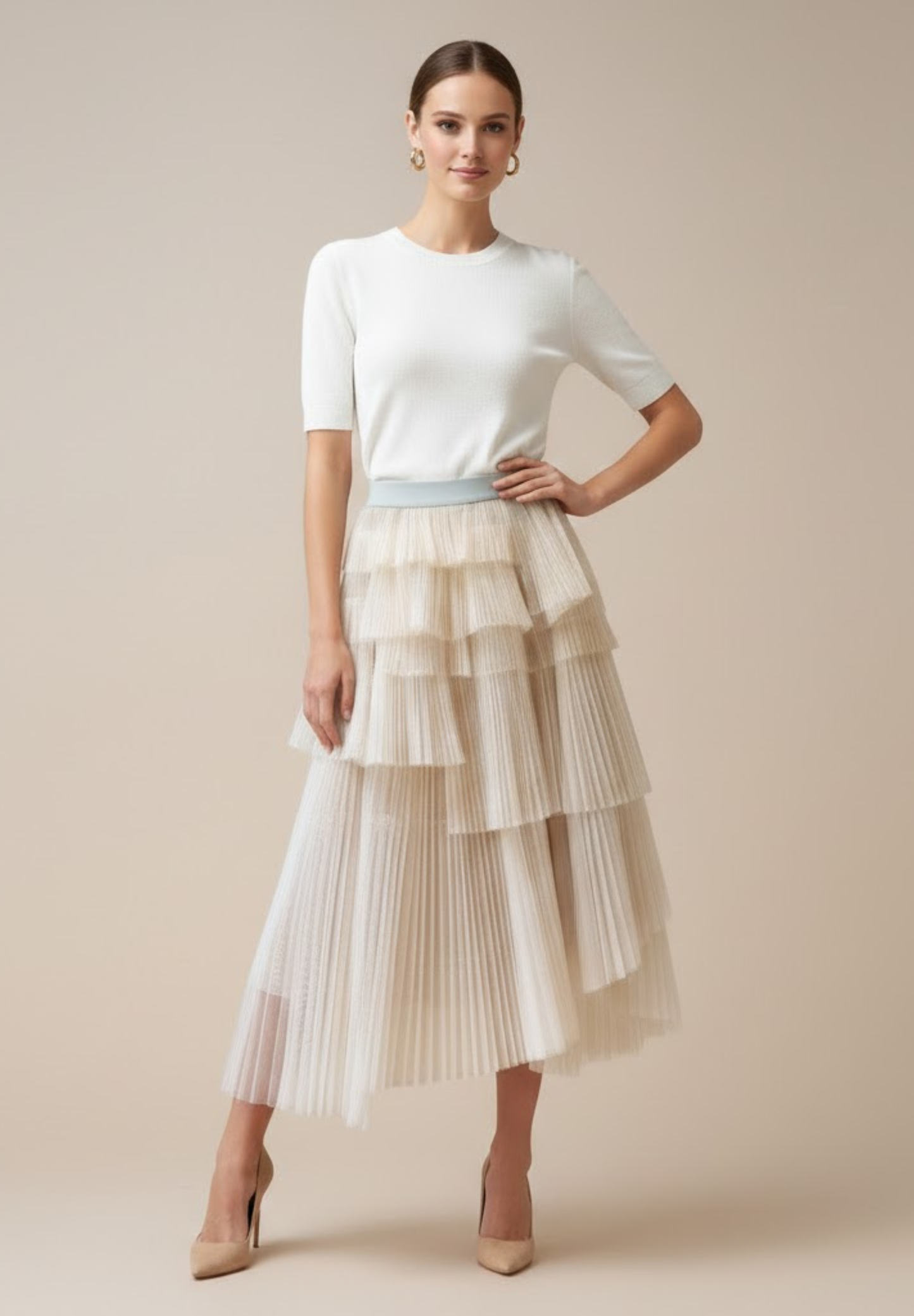 Robe mi-longue  jupe plissée