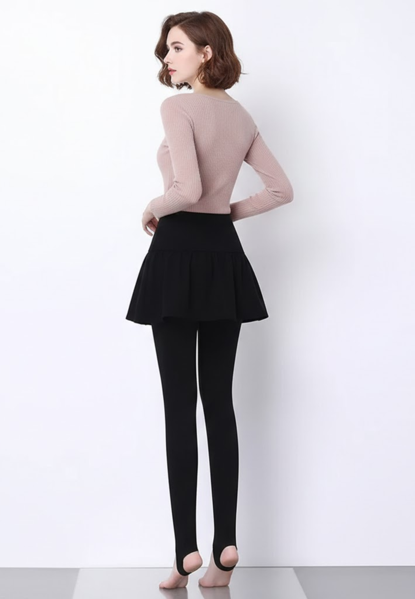 Jupe plissée chauds en peluche avec Leggings
