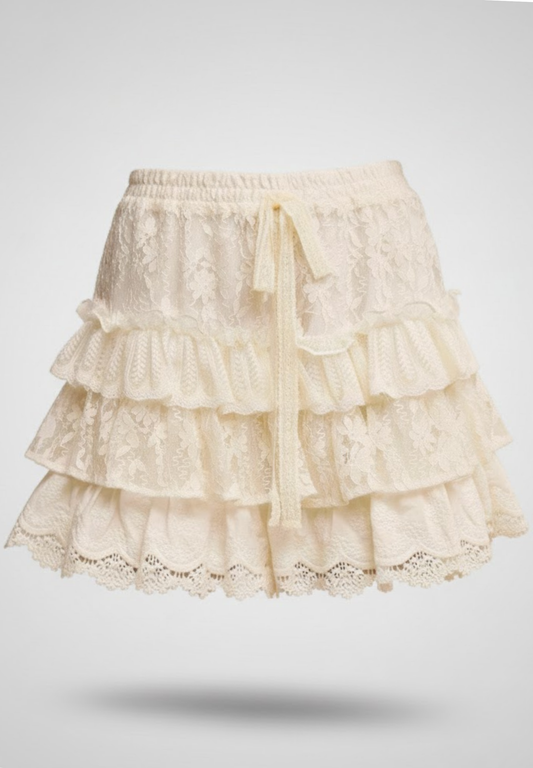 Jupe plissée en dentelle