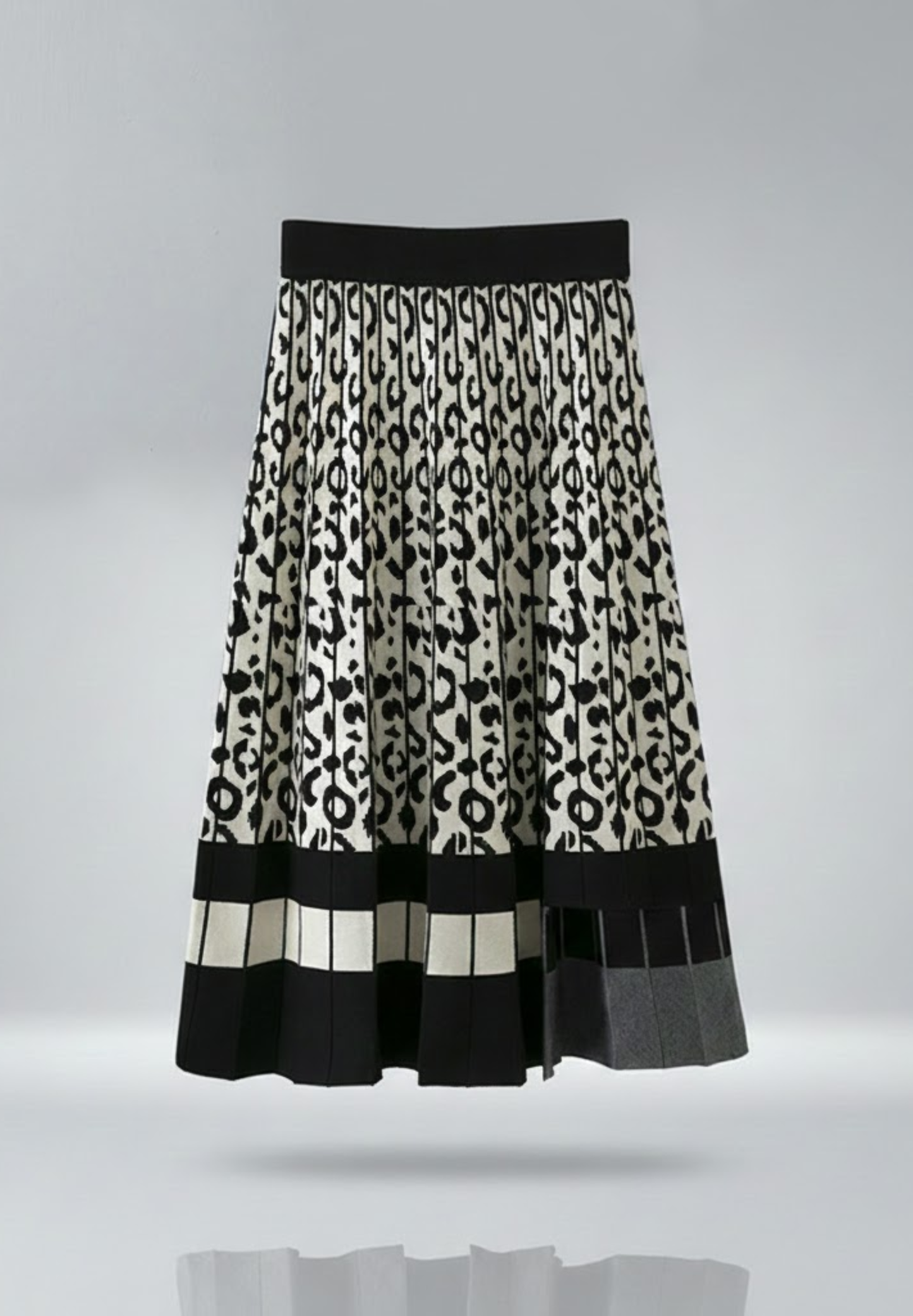 Jupe plissée en maille pour femme, coupe trapèze