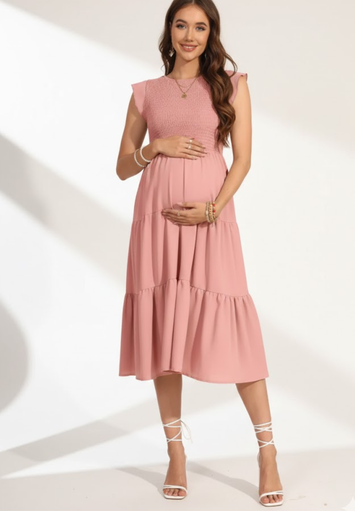 Robe de maternité Manches papillon Plissée