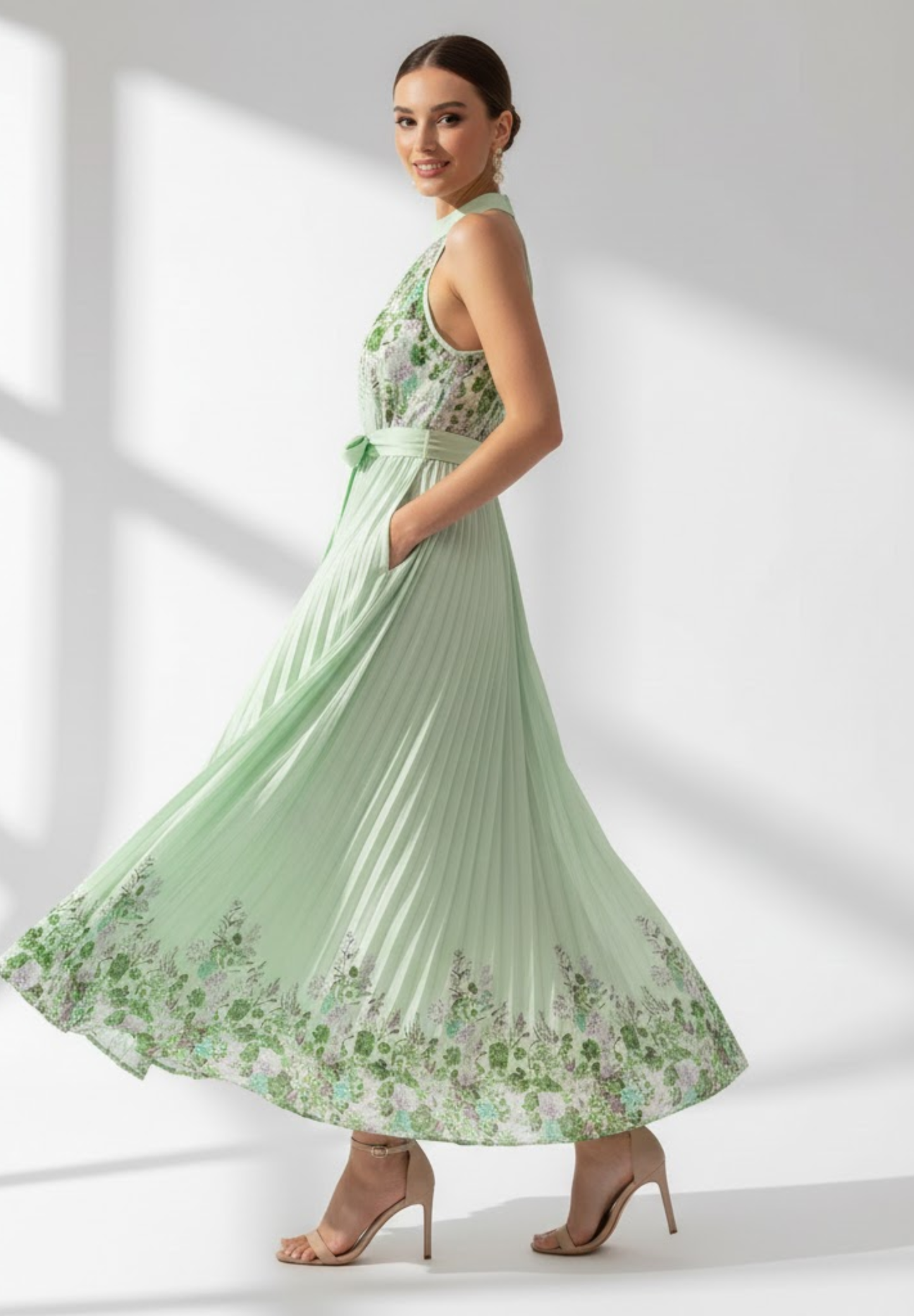 Robe de maternité plissée