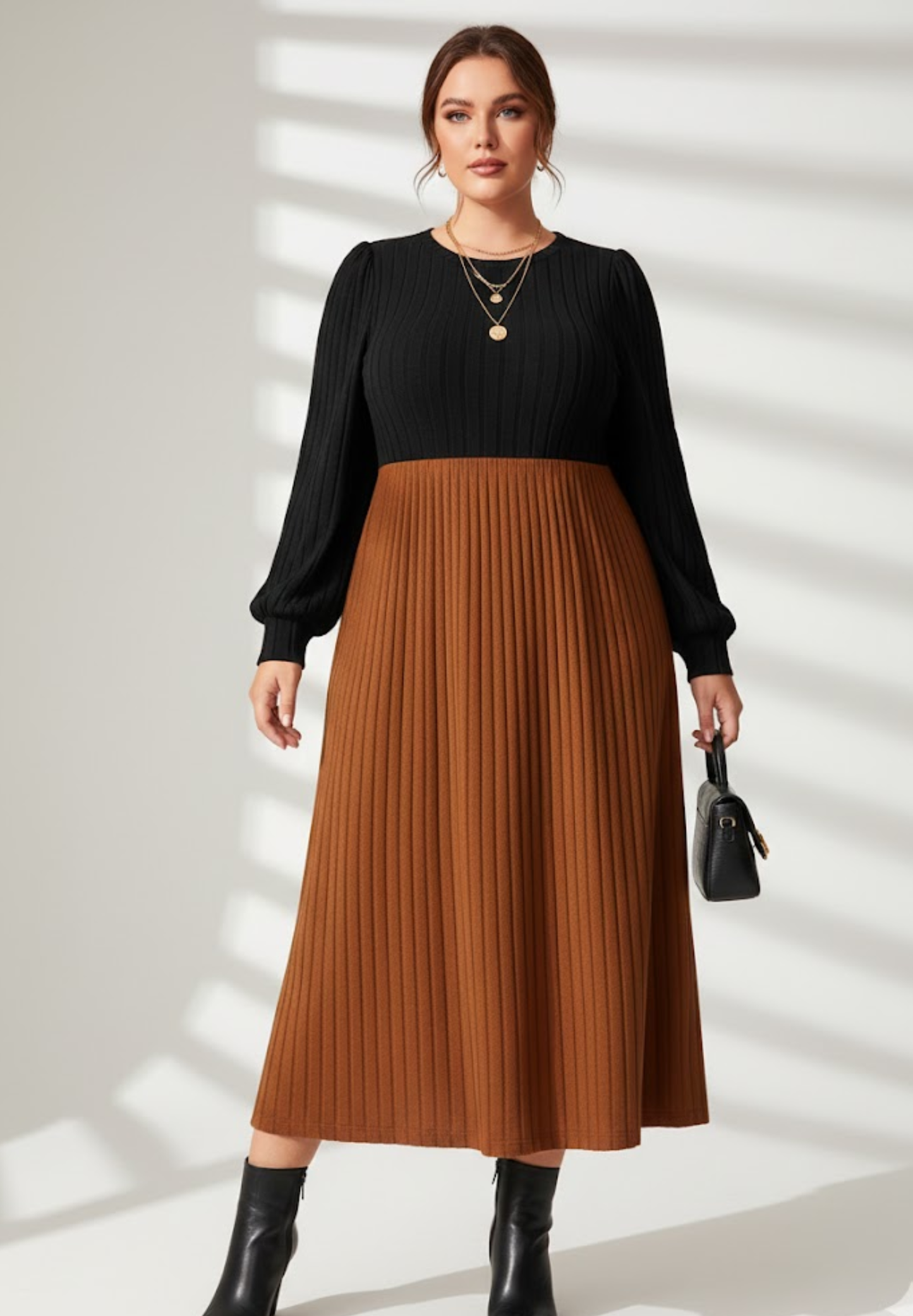 Robe plissée grande taille