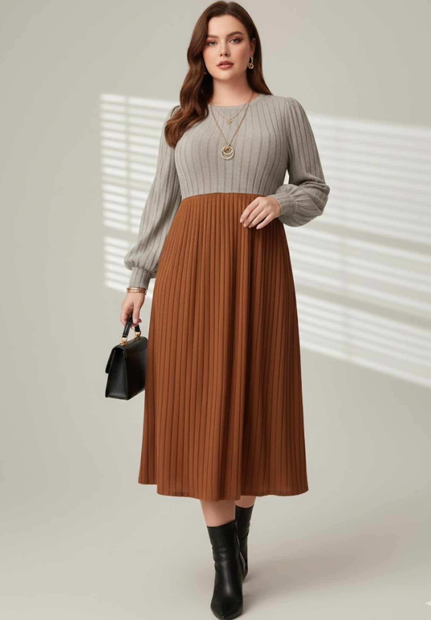 Robe plissée grande taille