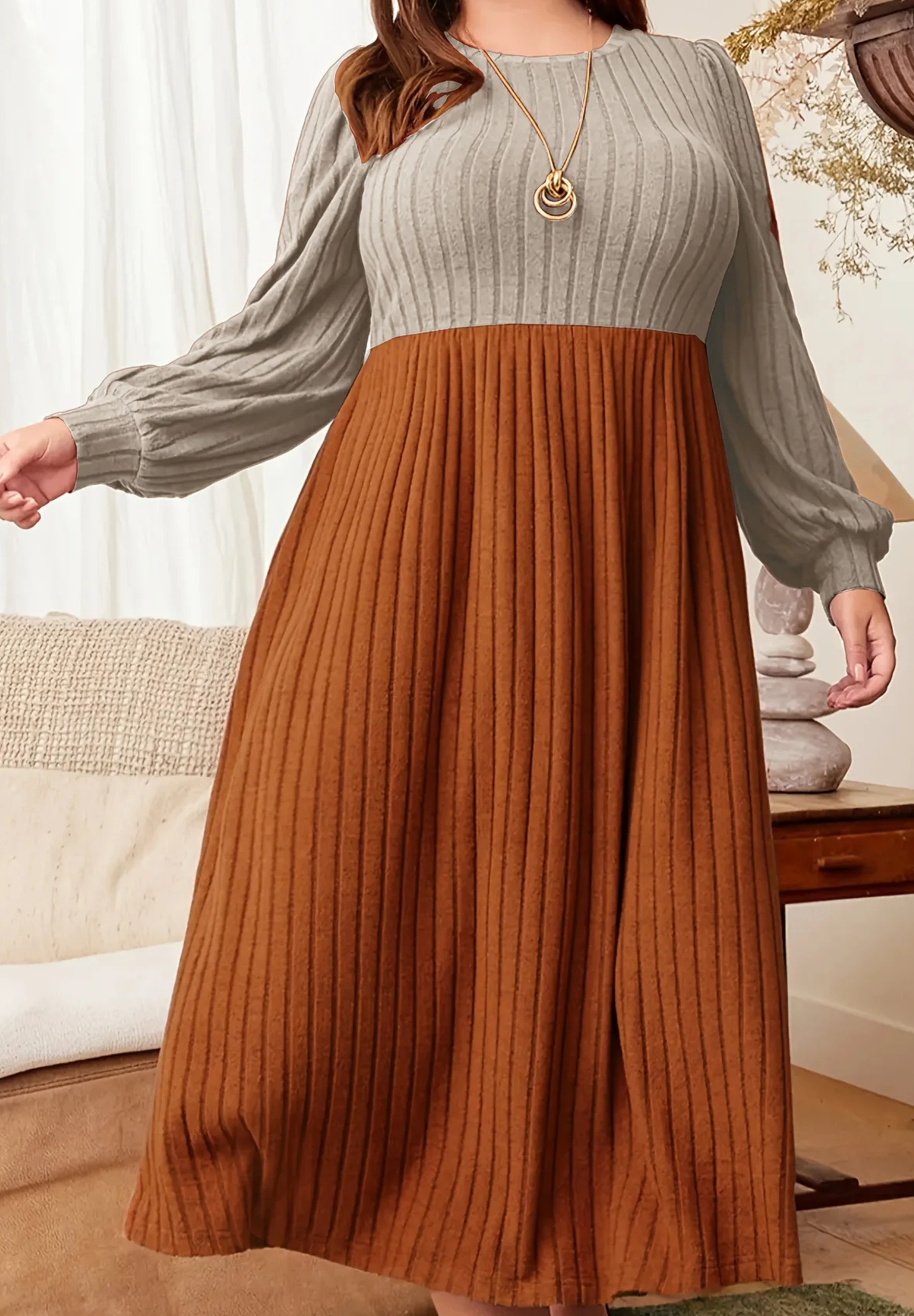 Robe plissée grande taille