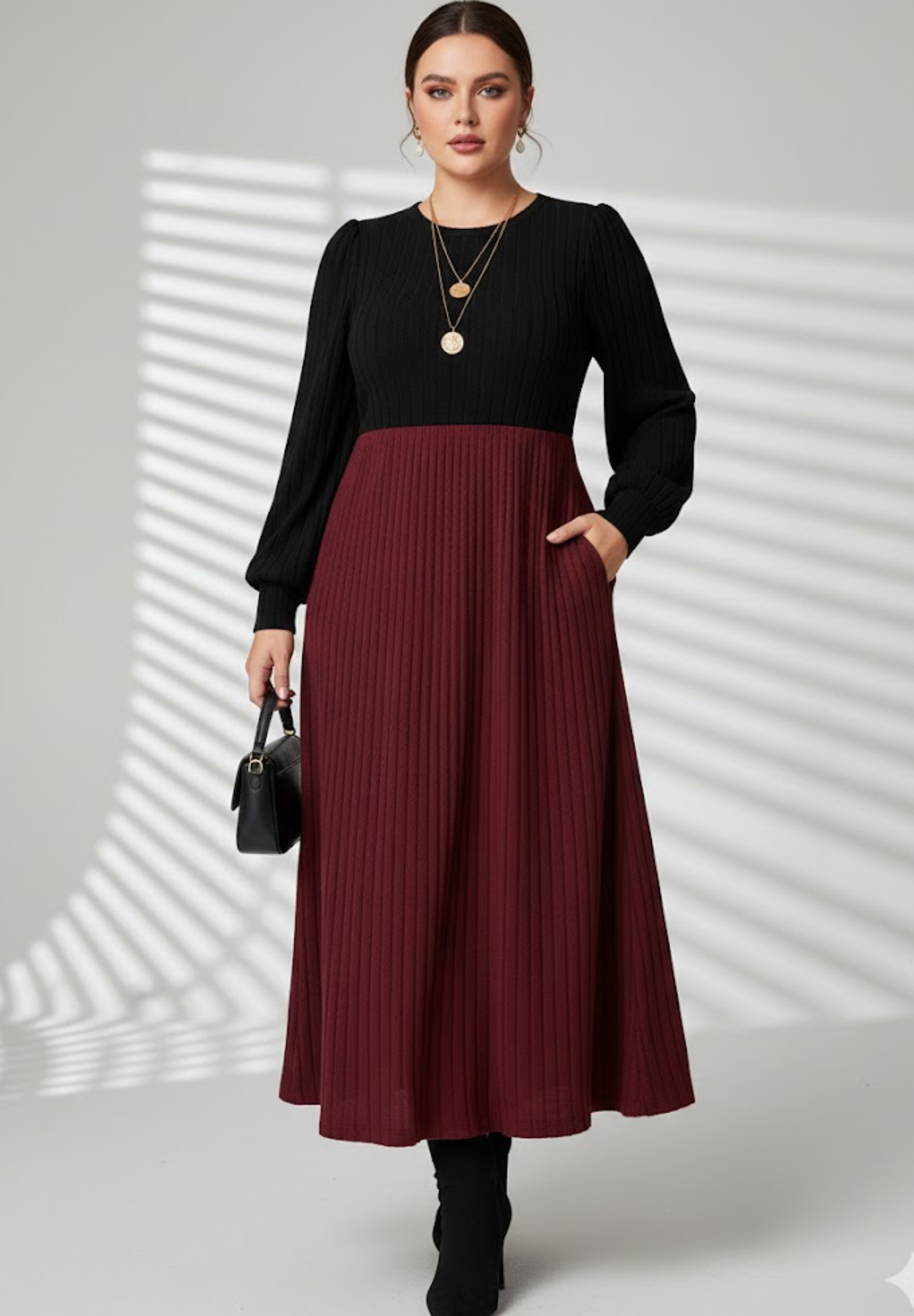 Robe plissée grande taille