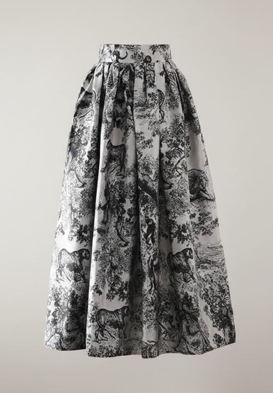 Jupe plissée mi-longue en jacquard