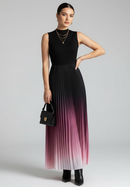 Robe sans manche confortable plissée