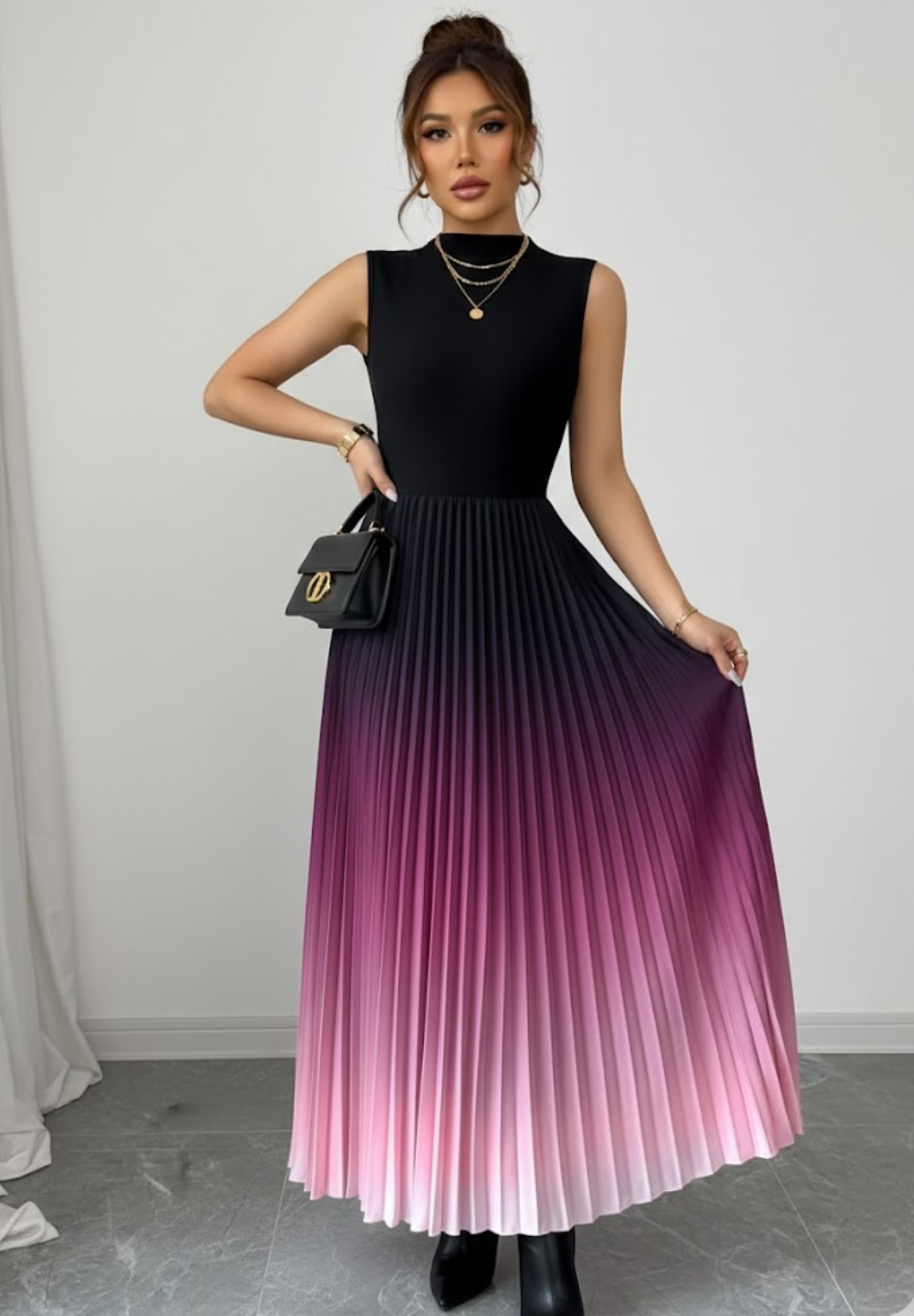 Robe sans manche confortable plissée