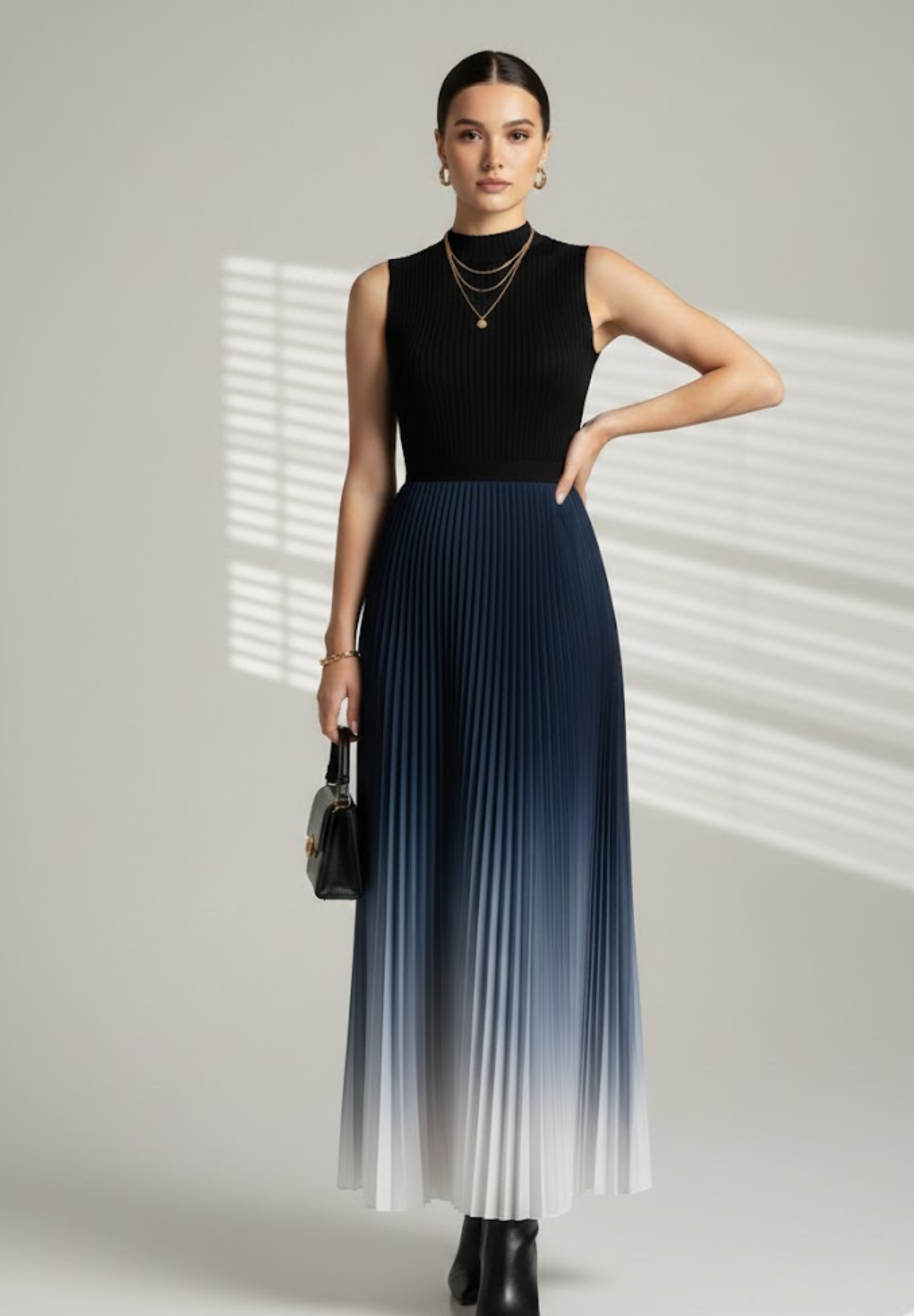 Robe sans manche confortable plissée