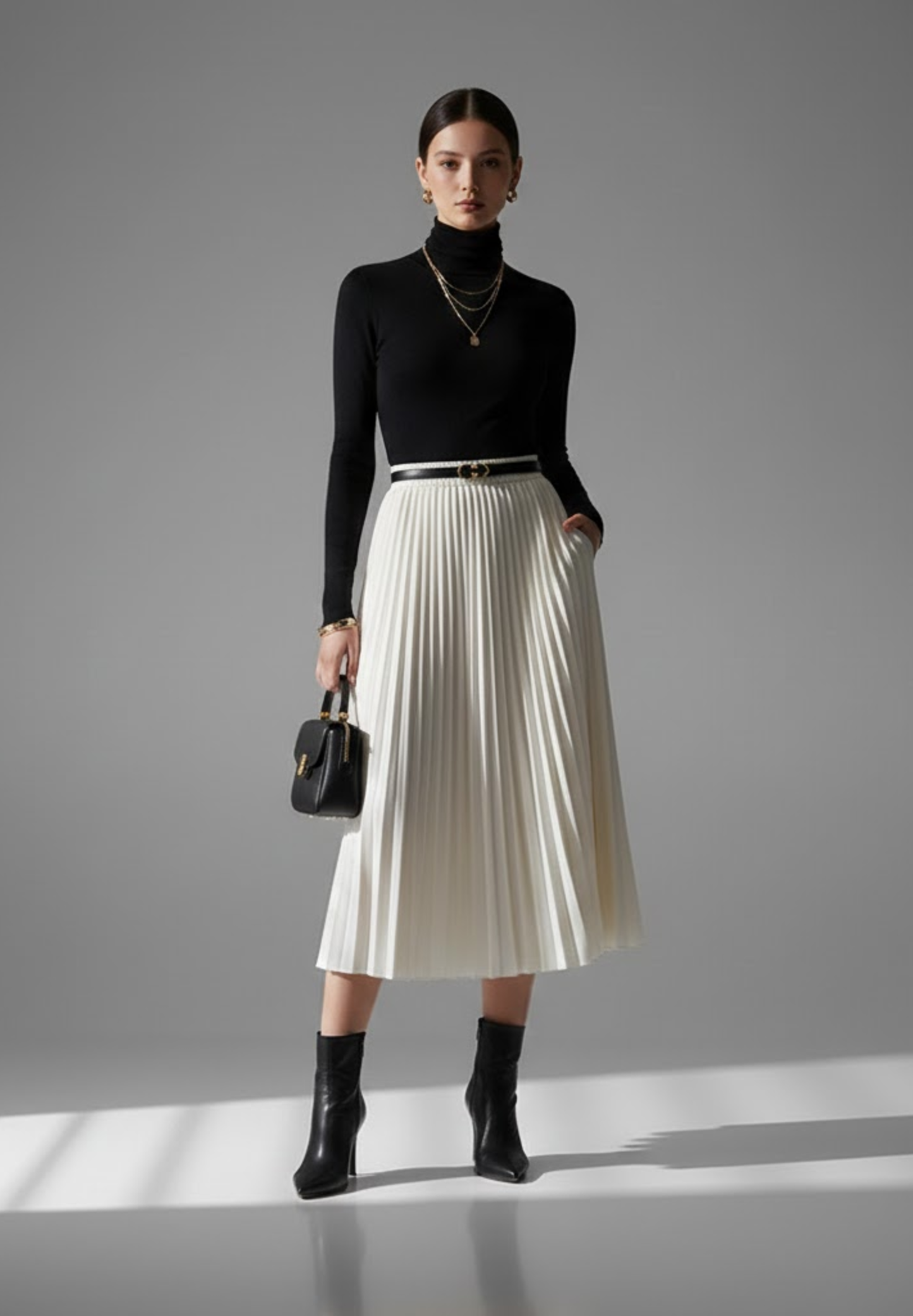 Jupe en cuir plissée