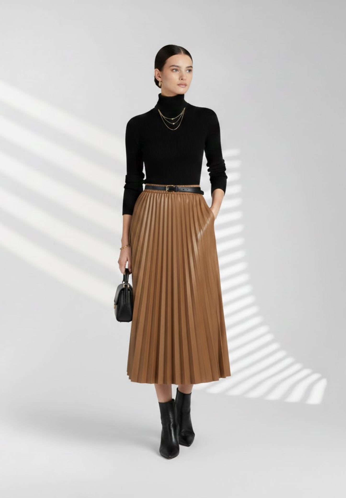 Jupe en cuir plissée