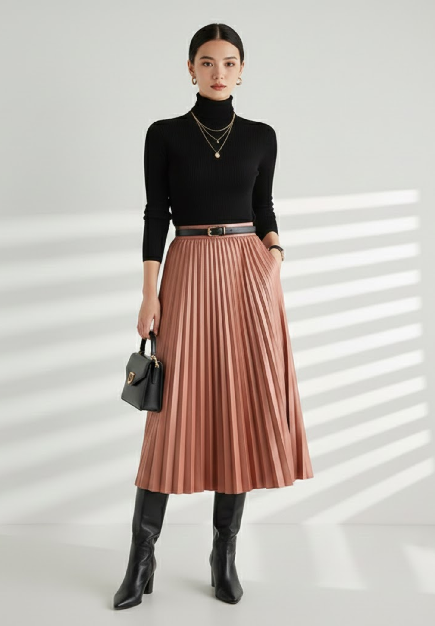 Jupe en cuir plissée