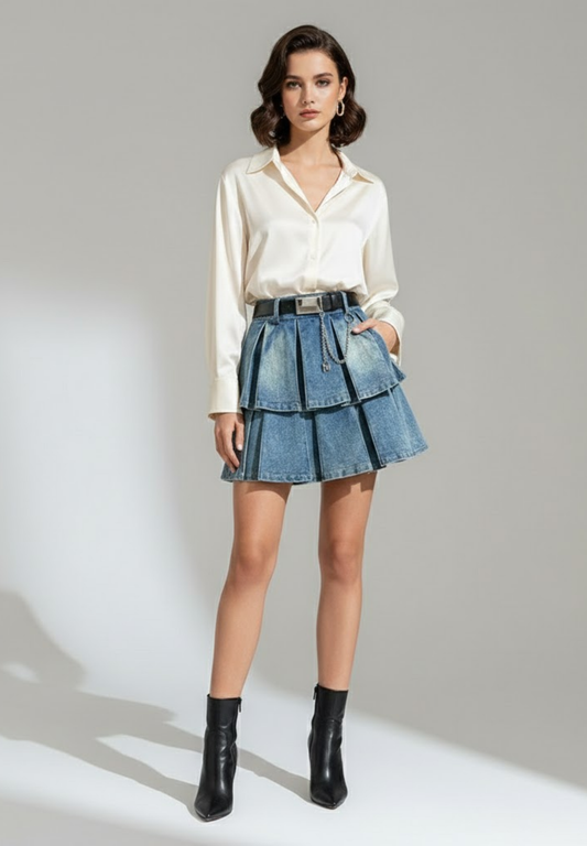 Jupe plissée jean PLISSÉA