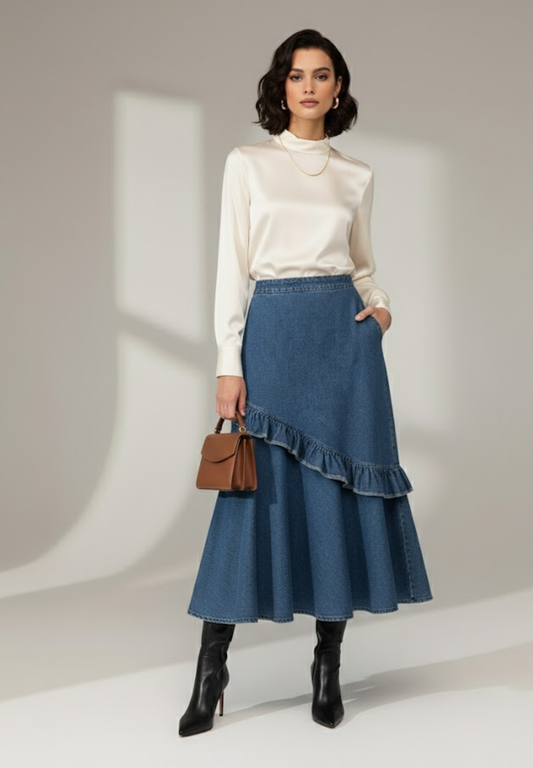 Jupe plissée asymétrique