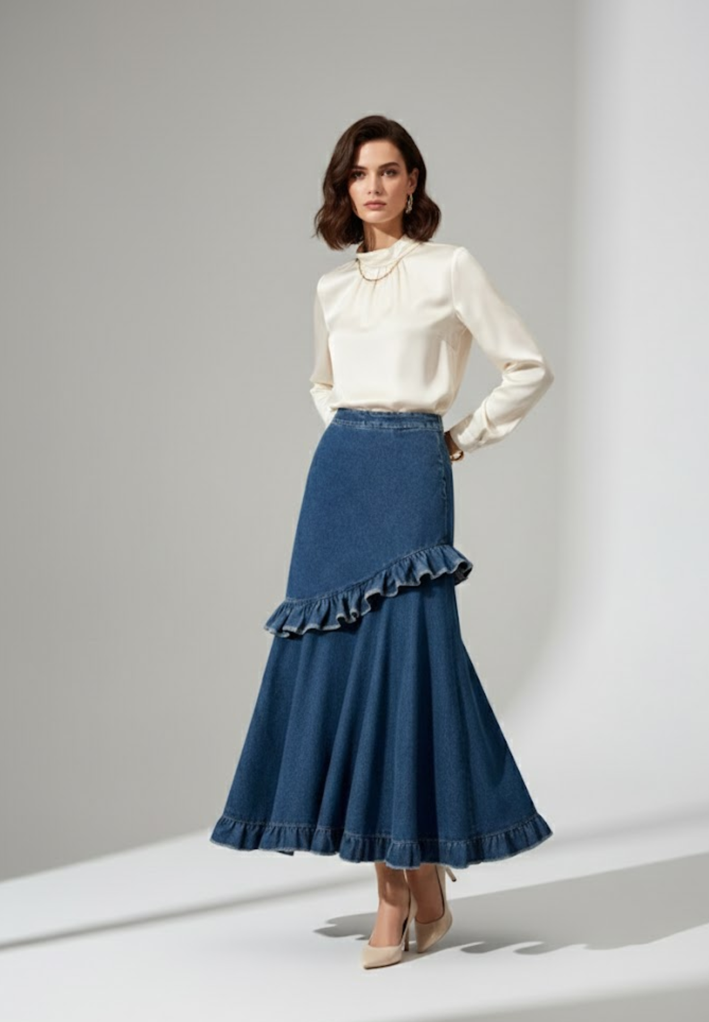 Jupe plissée asymétrique