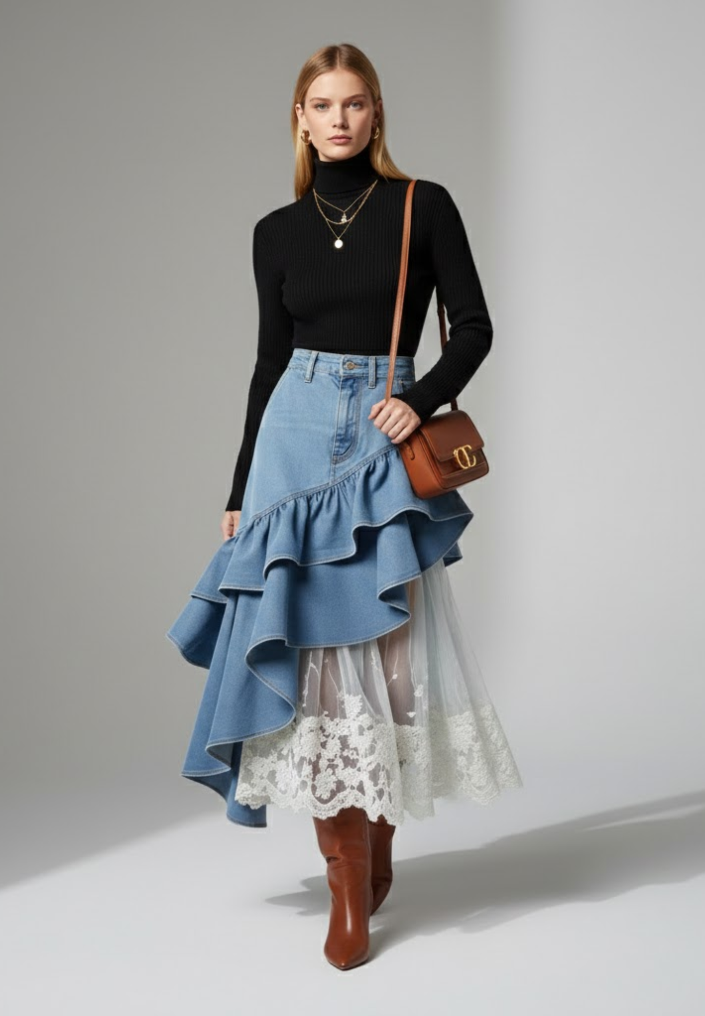 Jupe plissée longue chic