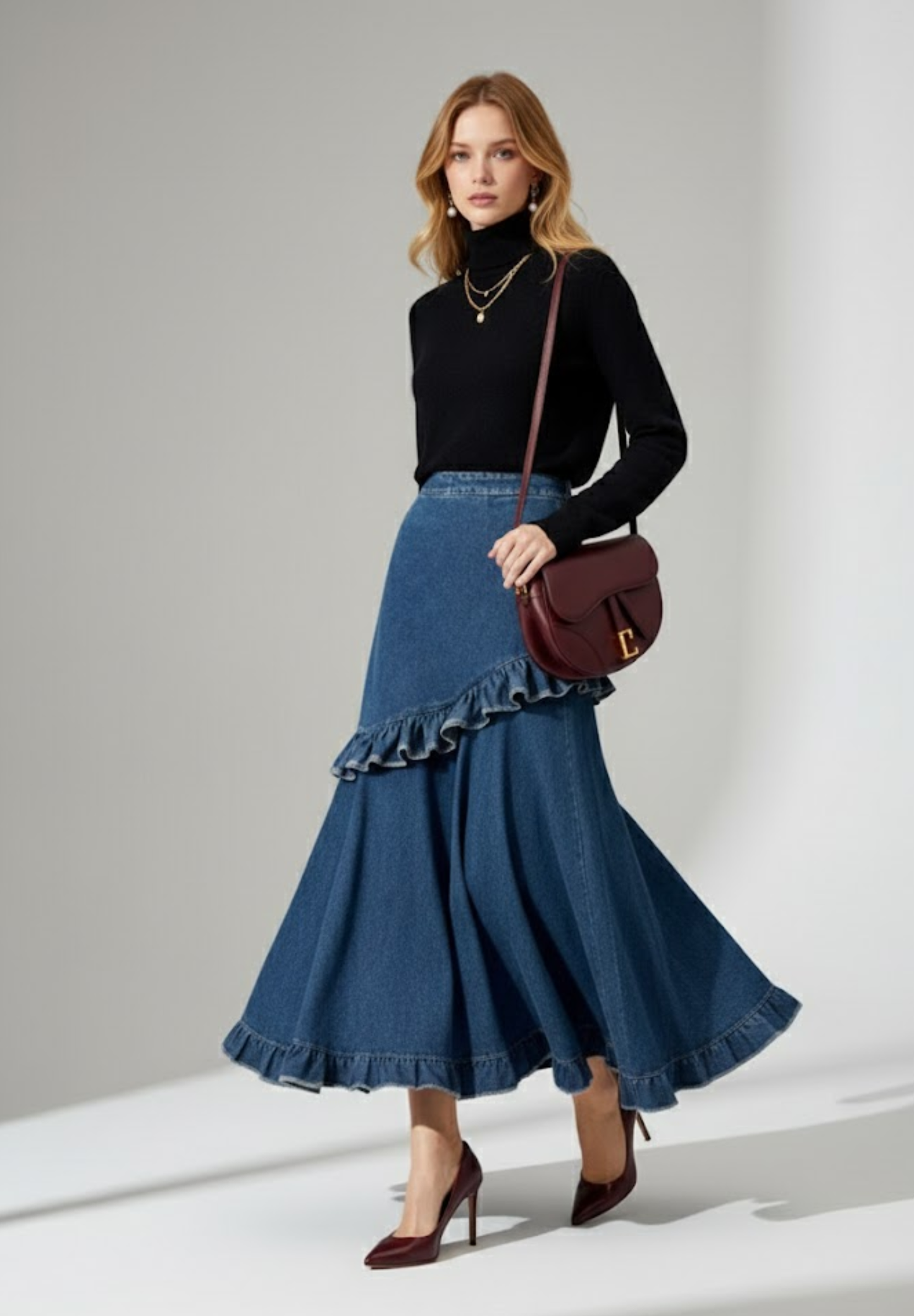 Jupe plissée asymétrique