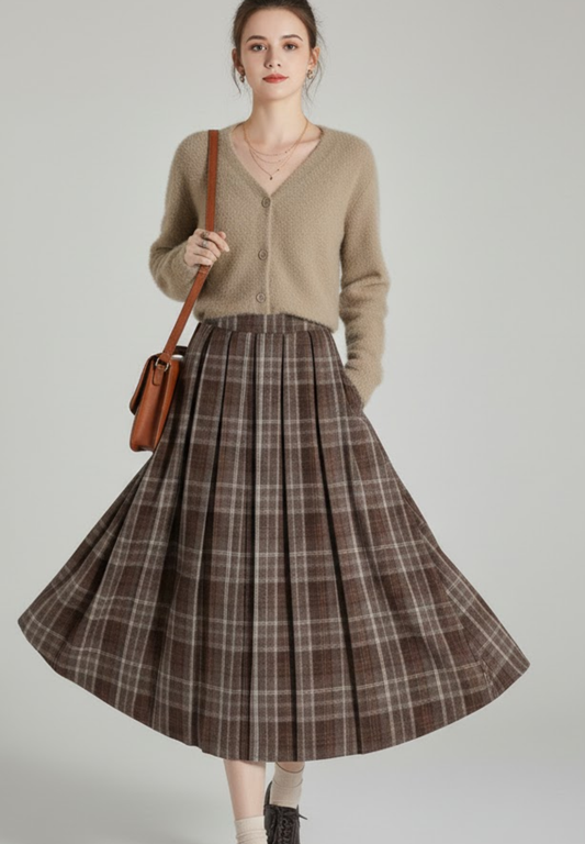 Jupe laine femme plissée