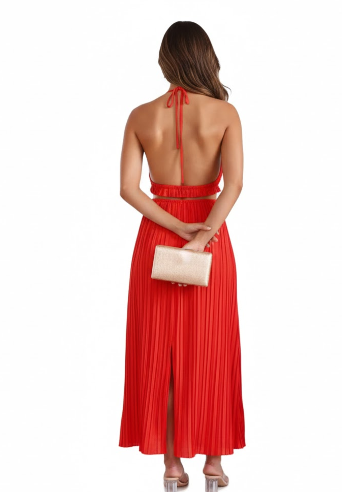 Jupe longue à dos nu plissée