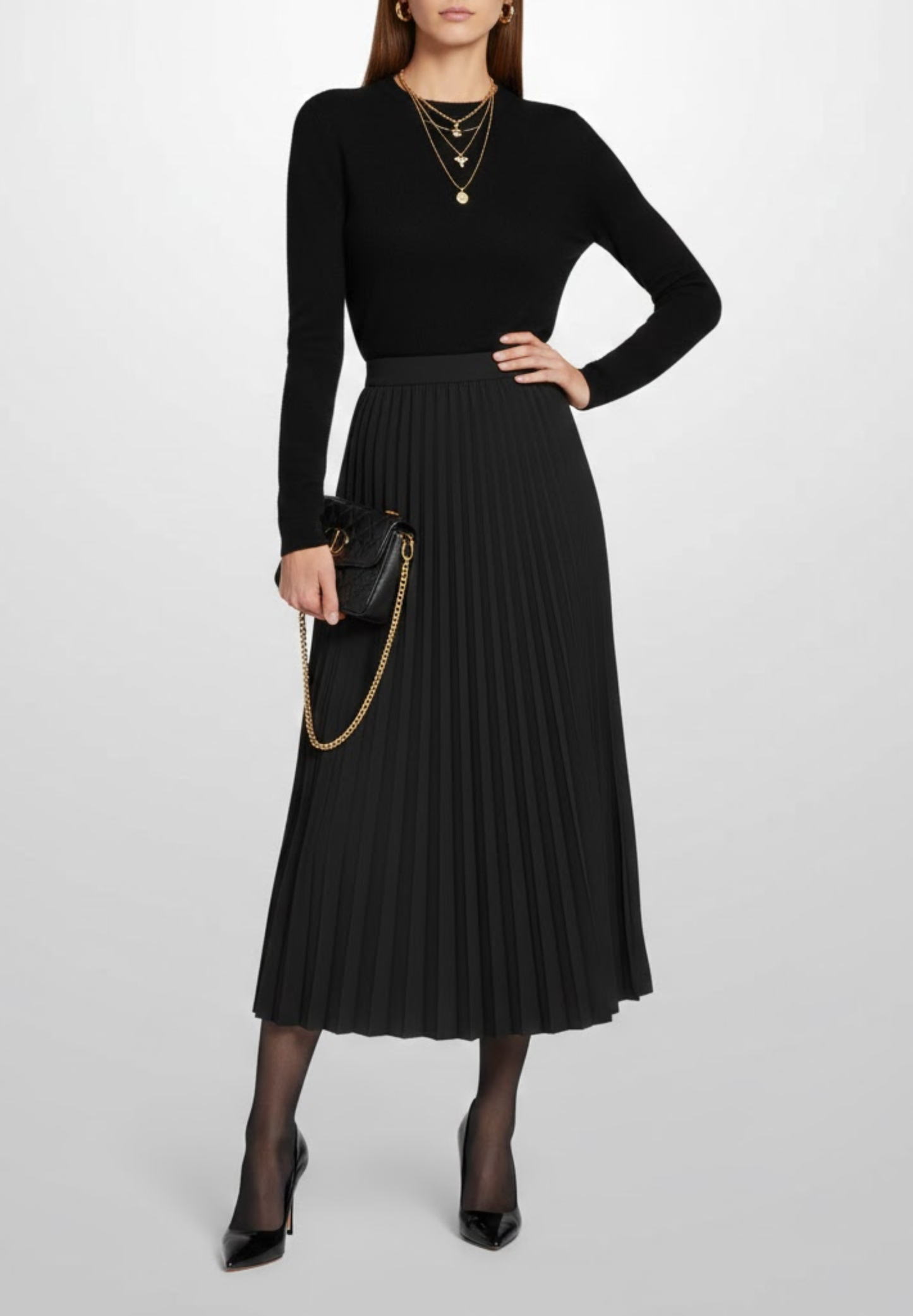 Jupe longue noire plissée