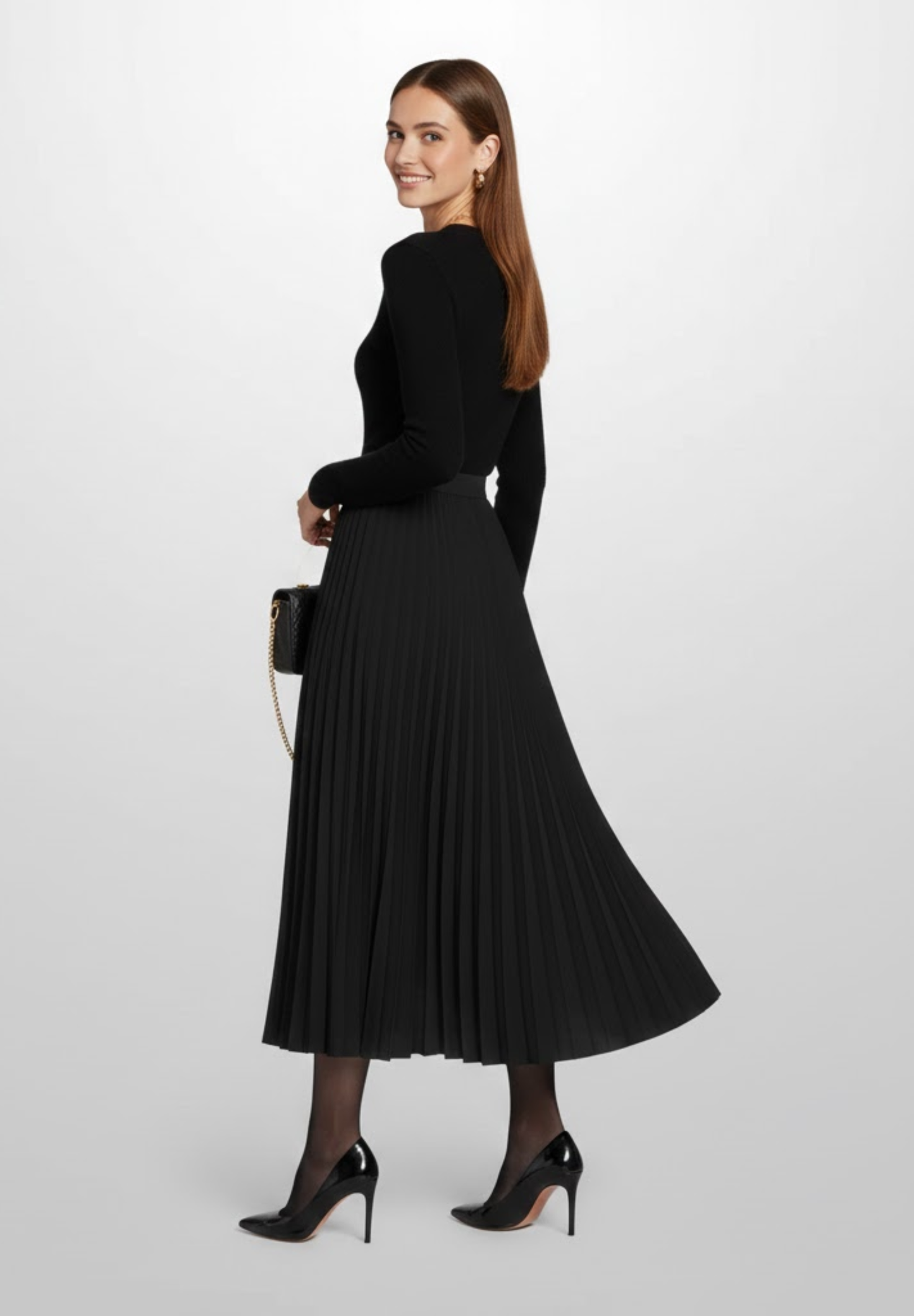 Jupe longue noire plissée