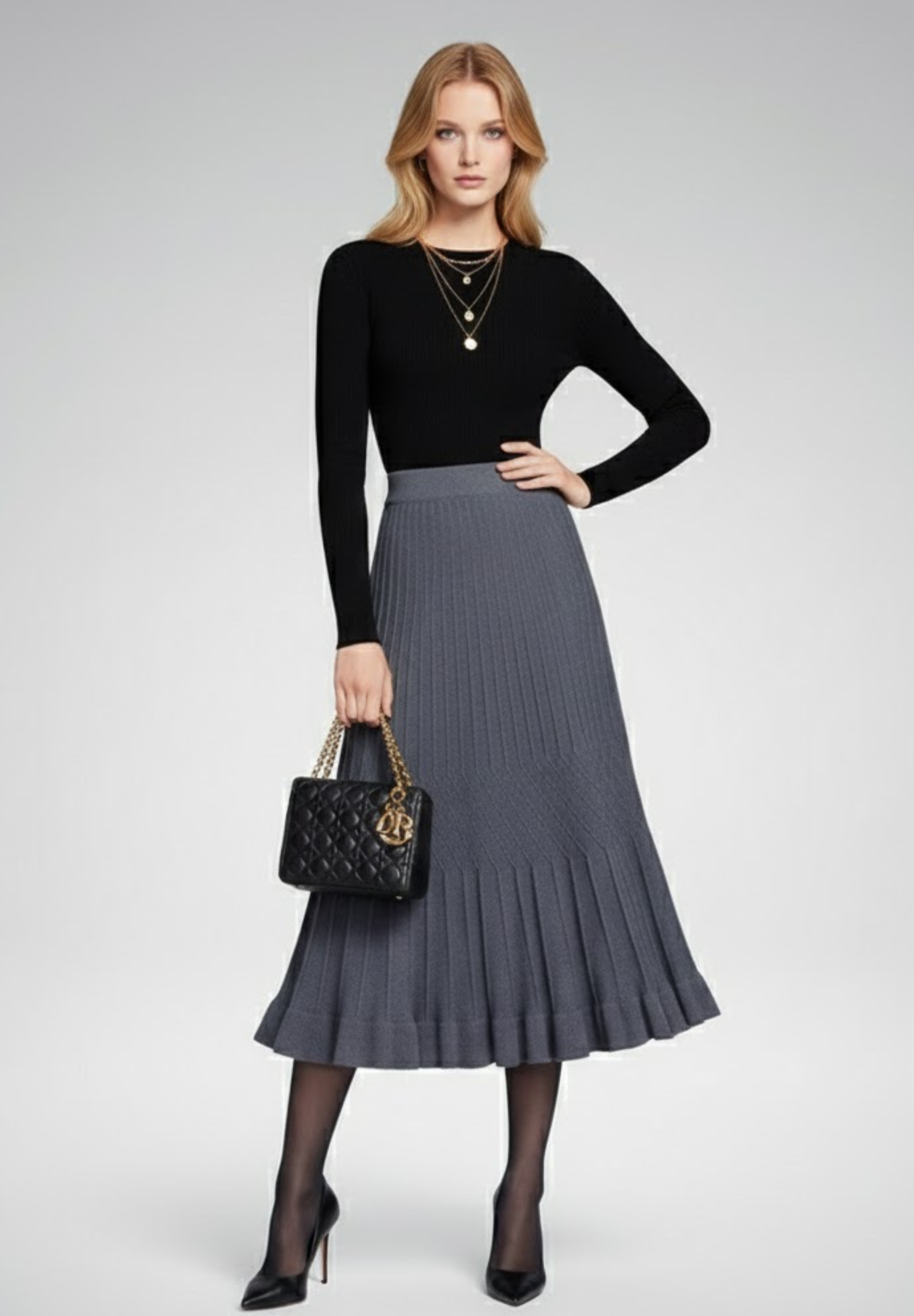 Jupe longue plissée hiver