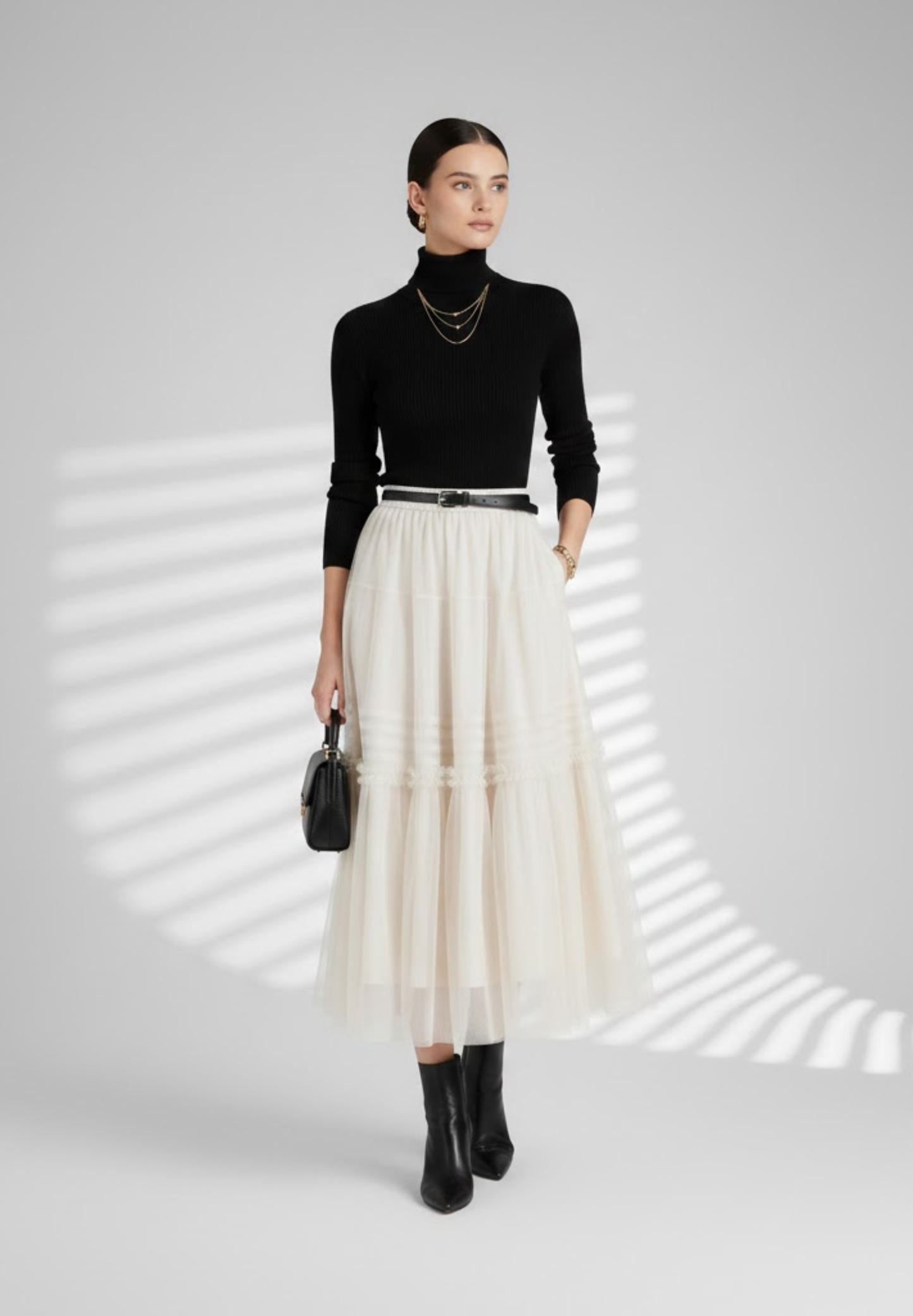 Jupe mi longue plissée