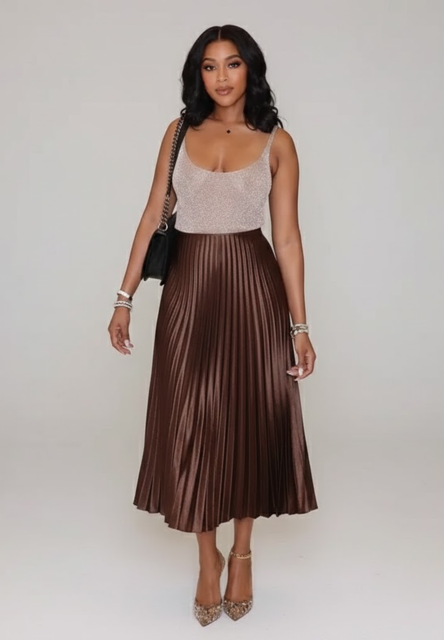 Jupe mi longue plissée