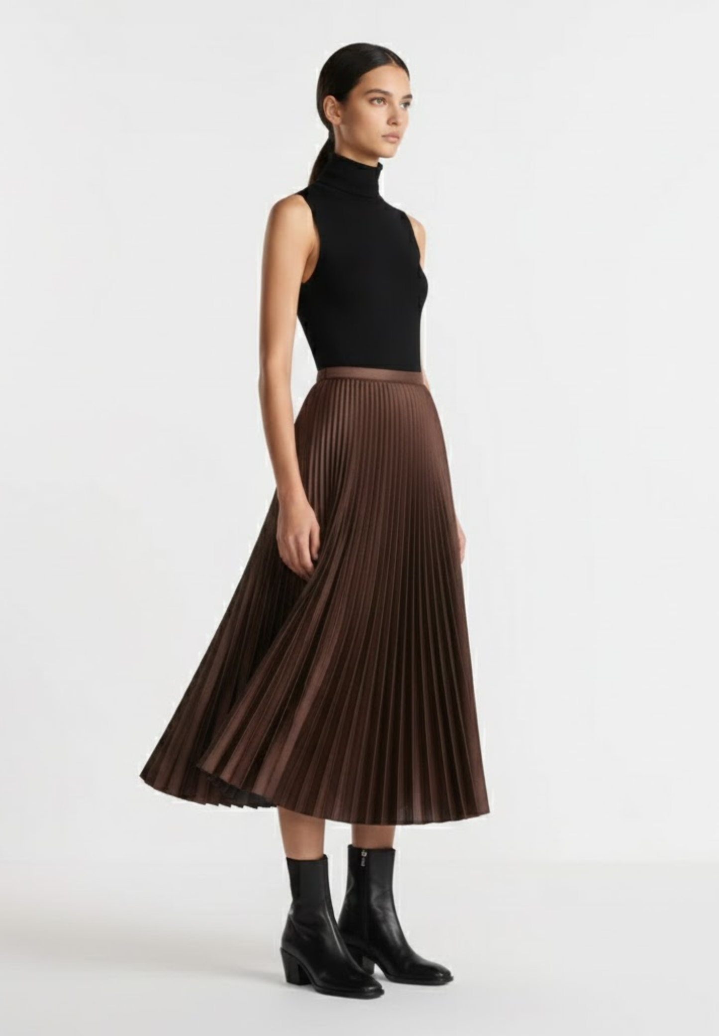 Jupe mi longue plissée