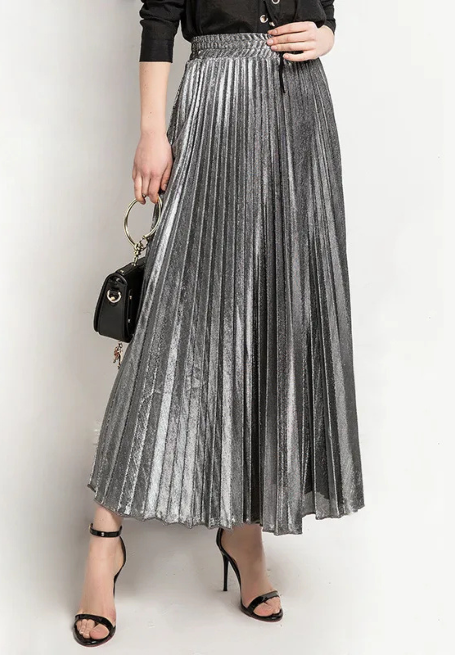 Jupe plissée argentée