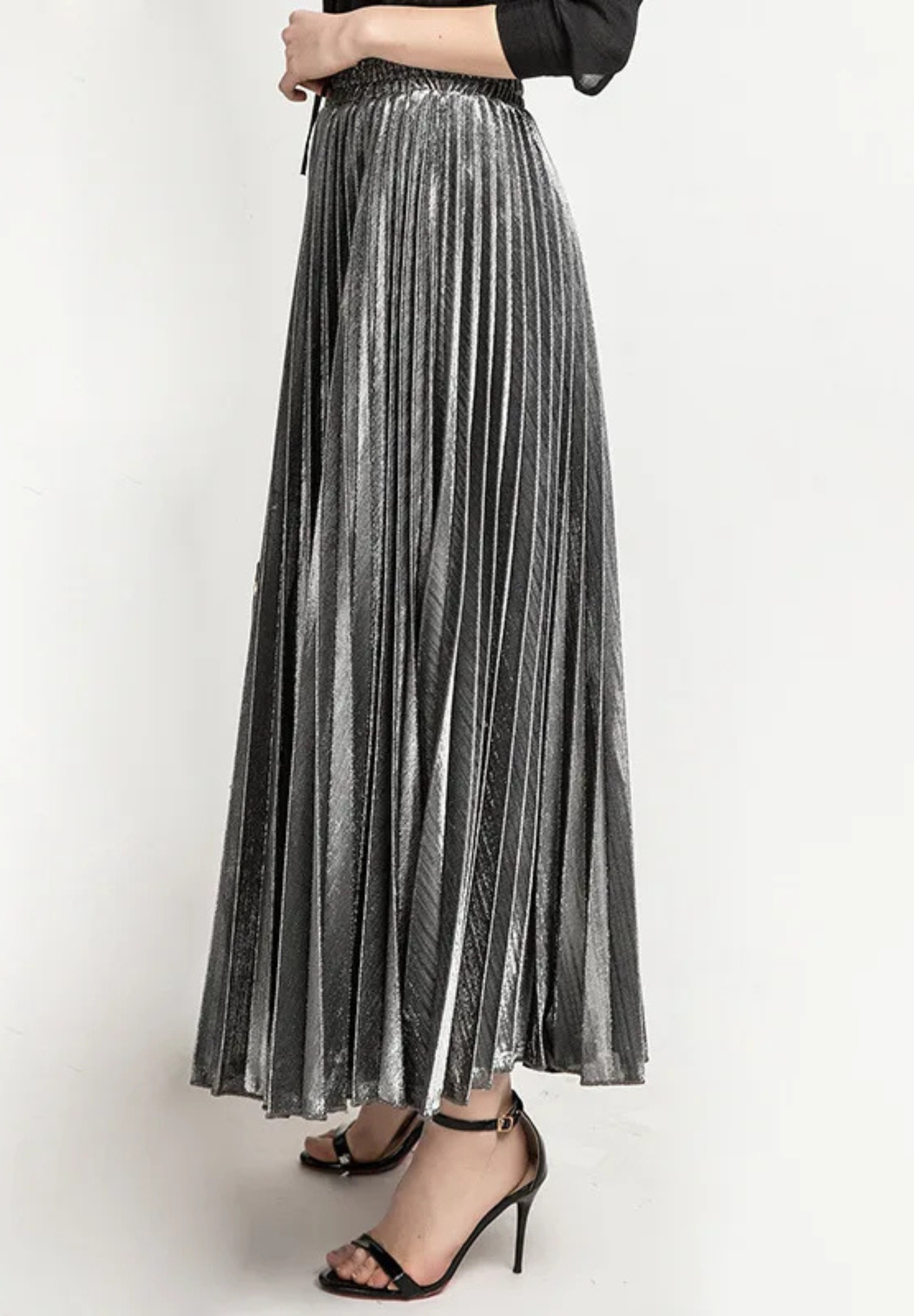 Jupe plissée argentée