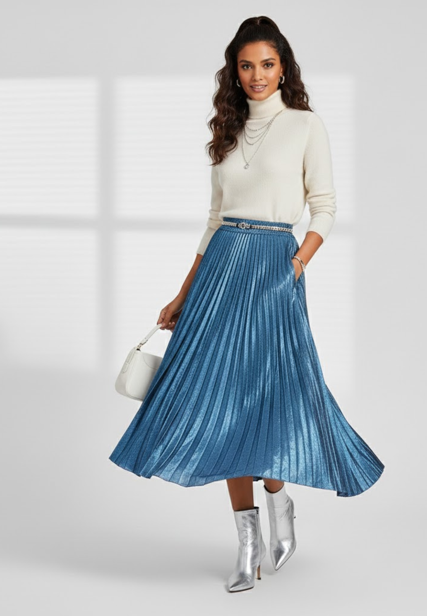 Jupe plissée bleu
