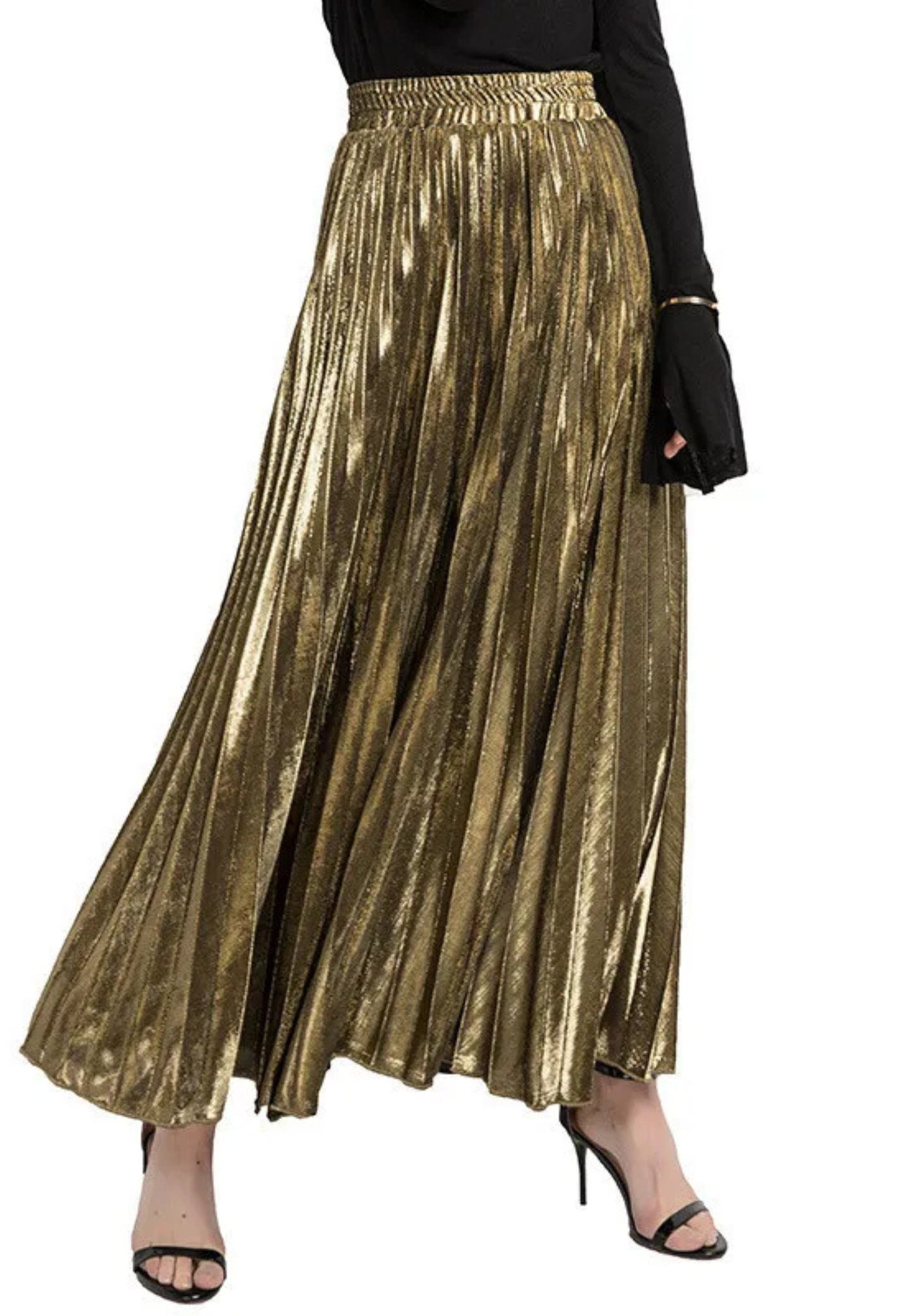 Jupe plissée dorée