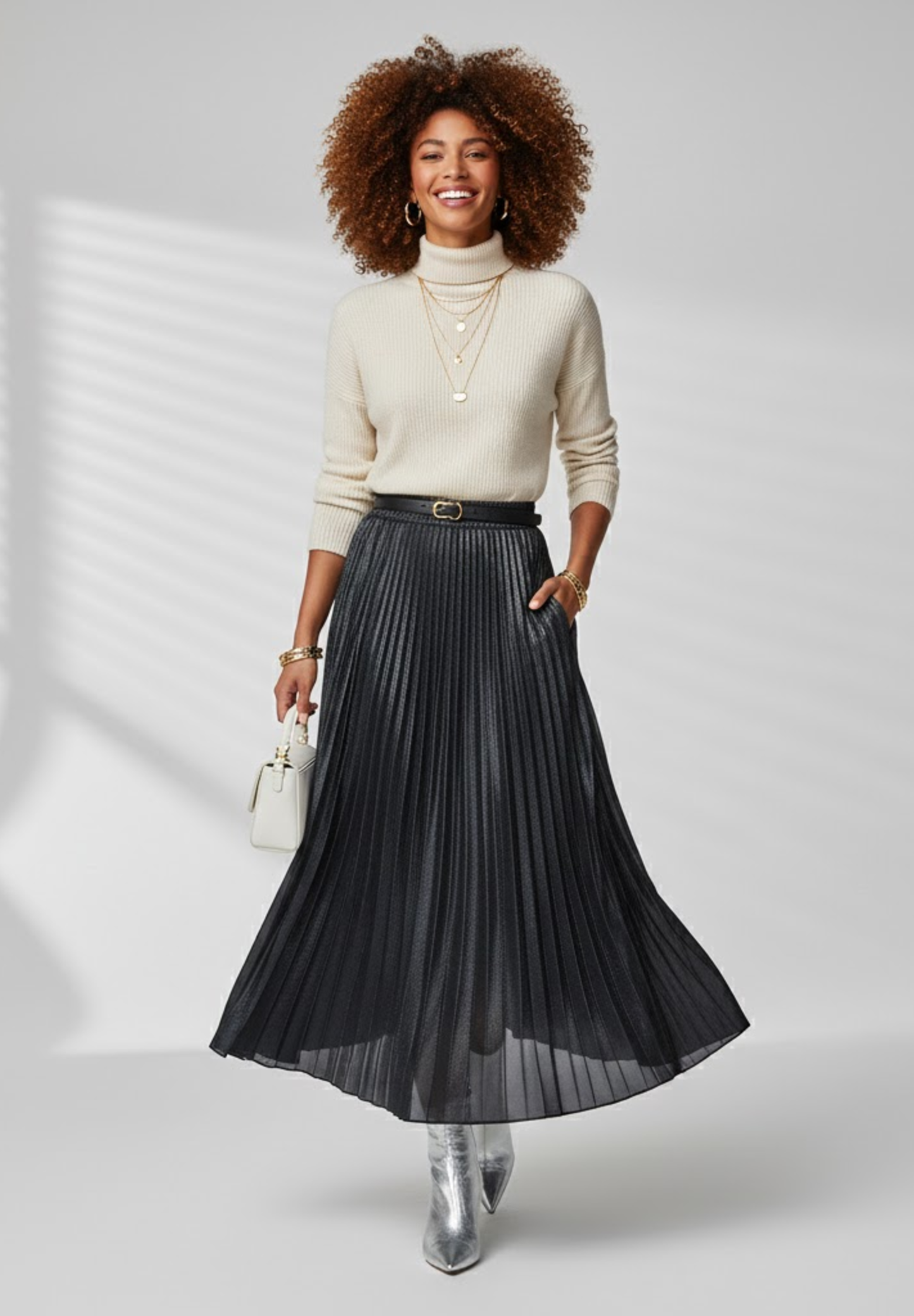 Jupe plissée longue noir