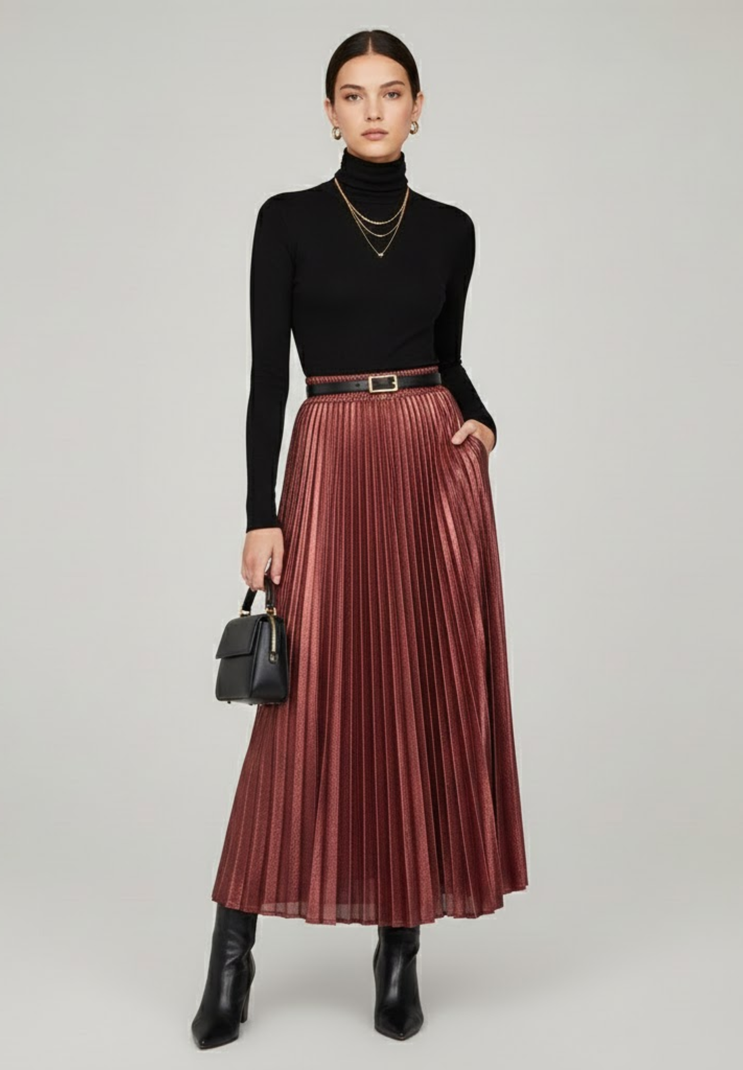 Jupe plissée rouge