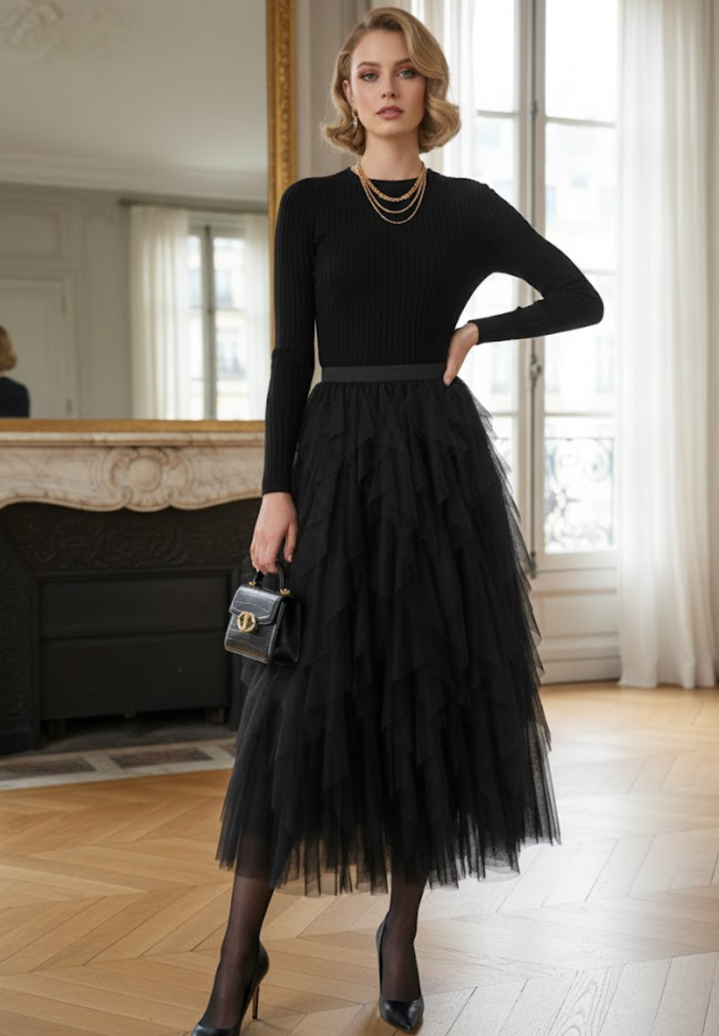 Jupe plissée taille haute