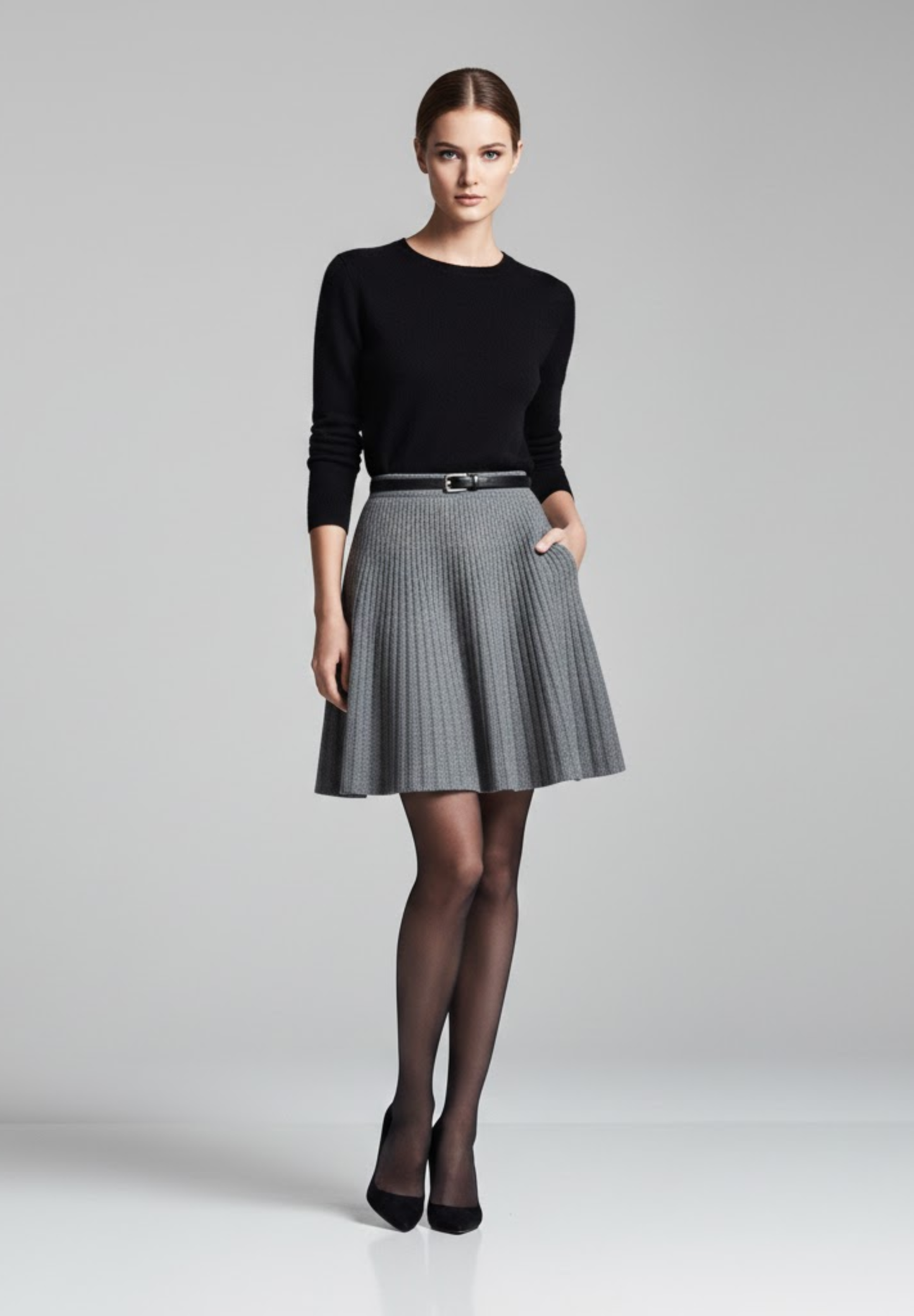 Mini jupe plissée cachemire